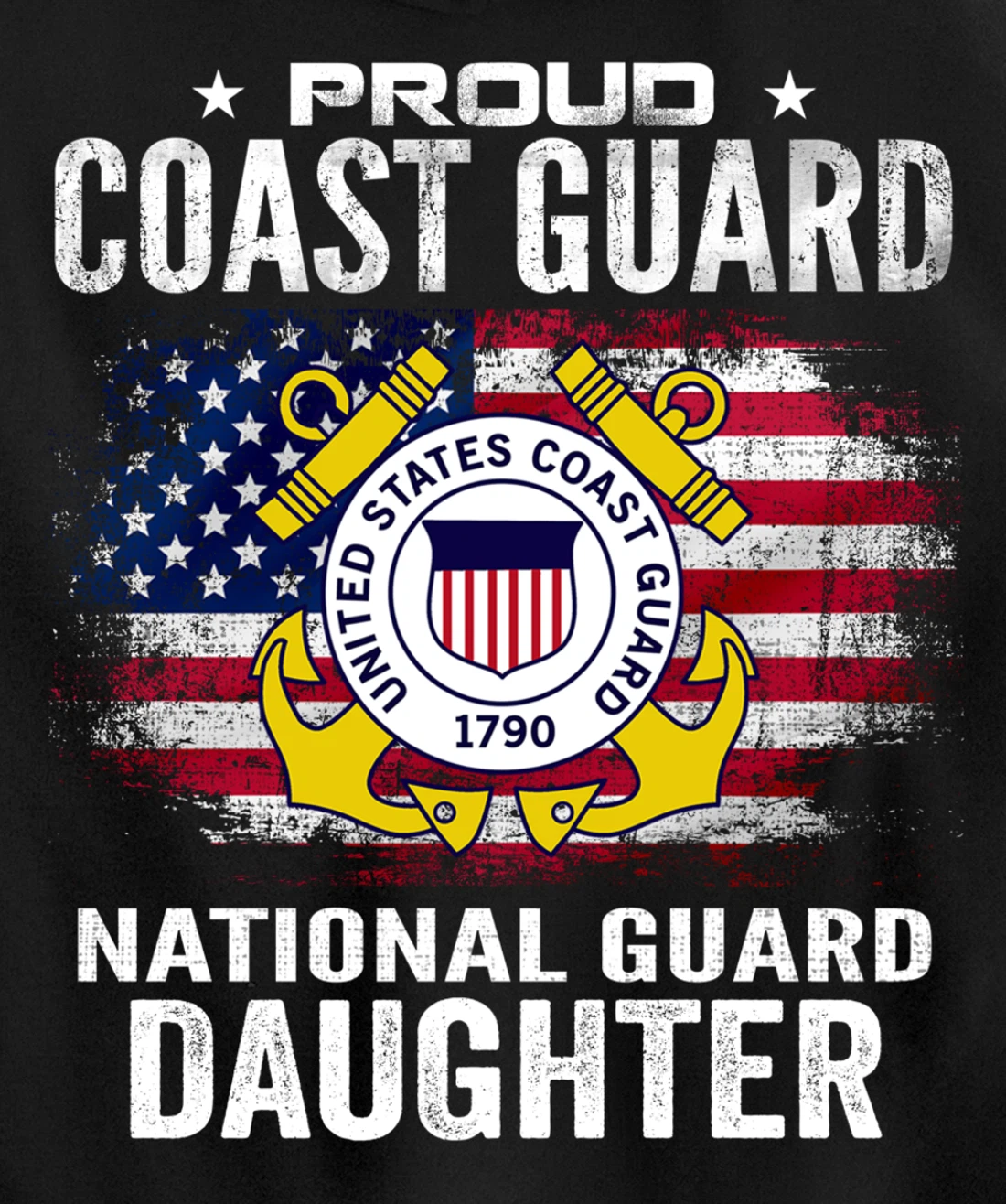 Proud Coast Guard National Guard Daughter Gift Veteran Day Pullover Hoodie