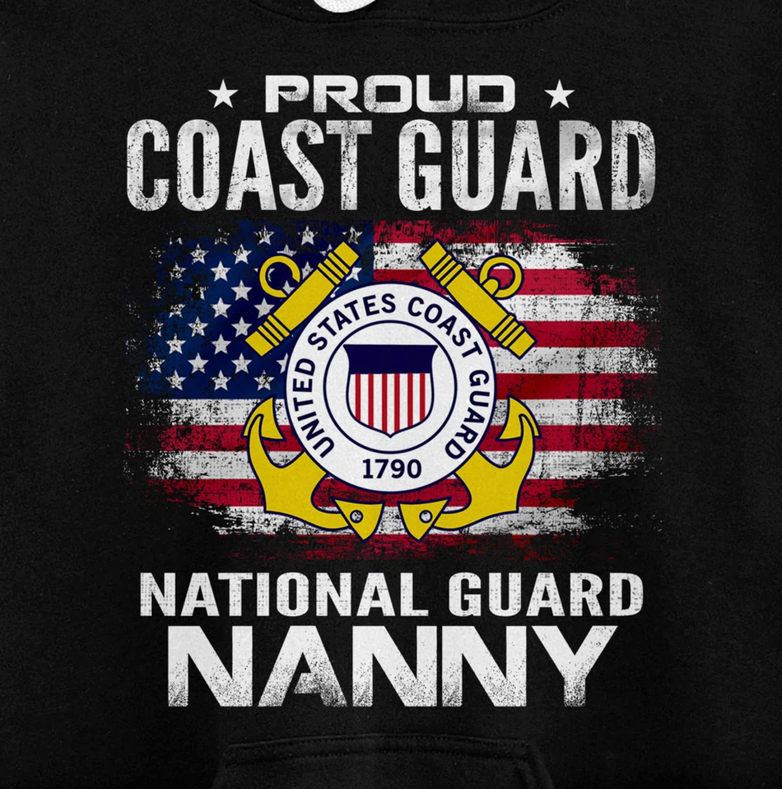 Proud Coast Guard National Guard Nanny Gift Veteran Day Pullover Hoodie