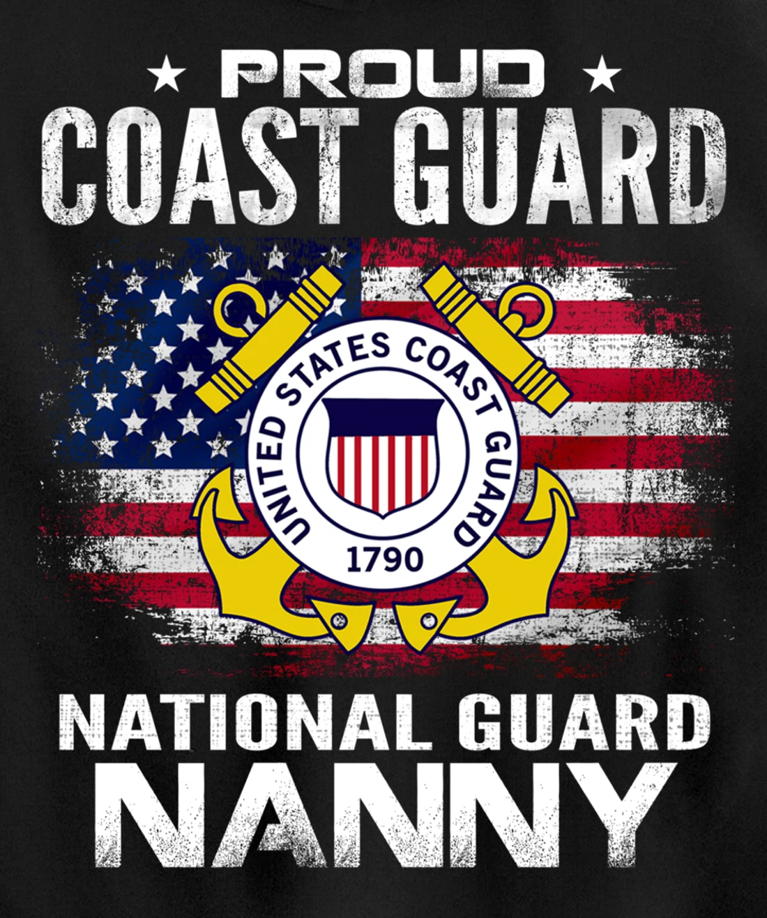 Proud Coast Guard National Guard Nanny Gift Veteran Day Pullover Hoodie