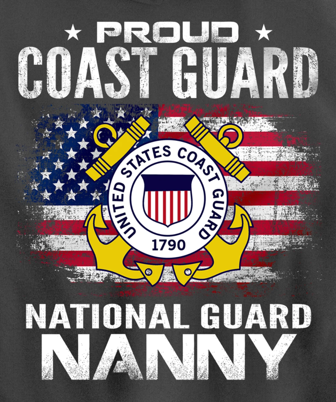 Proud Coast Guard National Guard Nanny Gift Veteran Day Pullover Hoodie