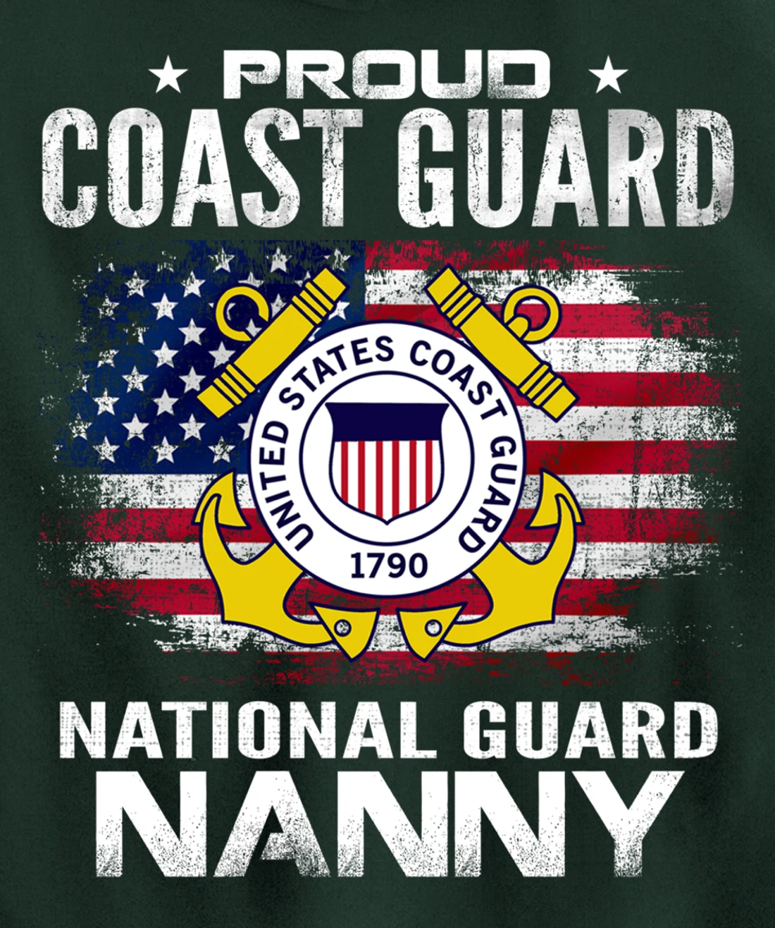 Proud Coast Guard National Guard Nanny Gift Veteran Day Pullover Hoodie