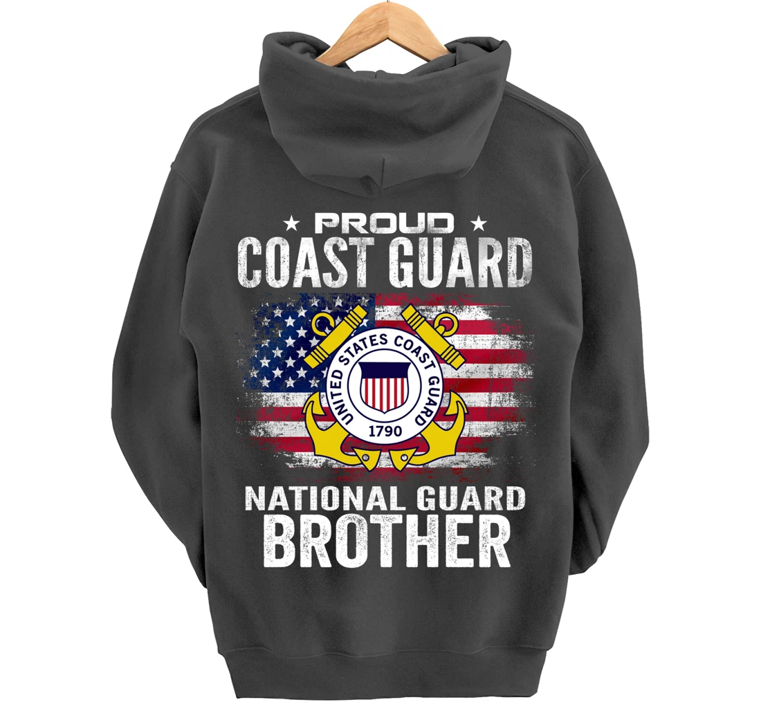 Proud Coast Guard National Guard Brother Gift Veteran Day Pullover Hoodie