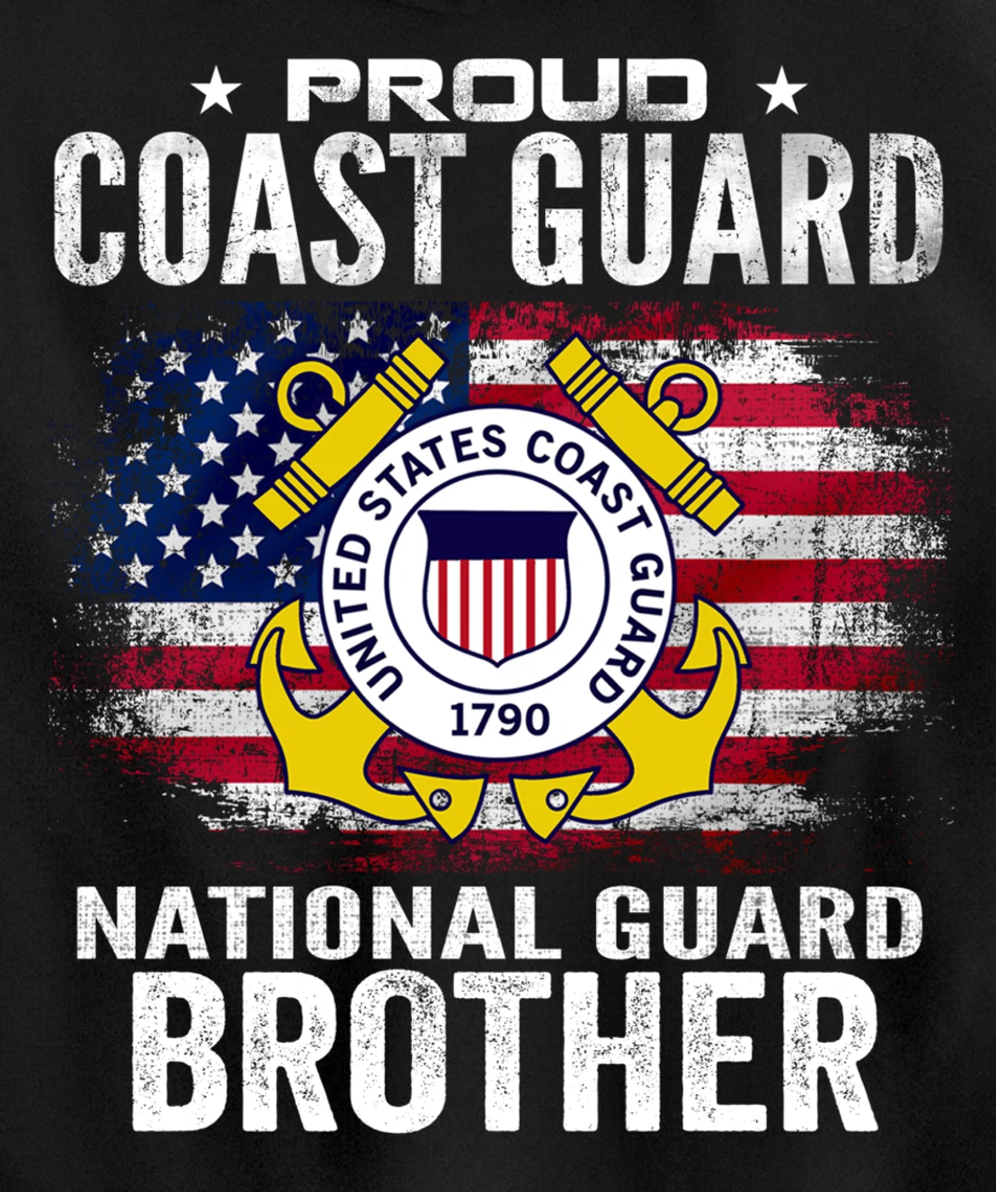 Proud Coast Guard National Guard Brother Gift Veteran Day Pullover Hoodie