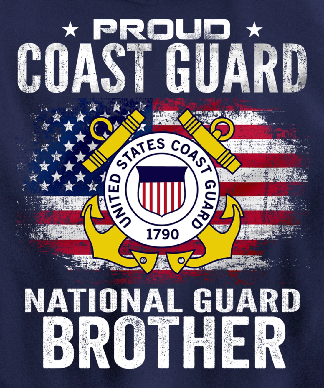 Proud Coast Guard National Guard Brother Gift Veteran Day Pullover Hoodie