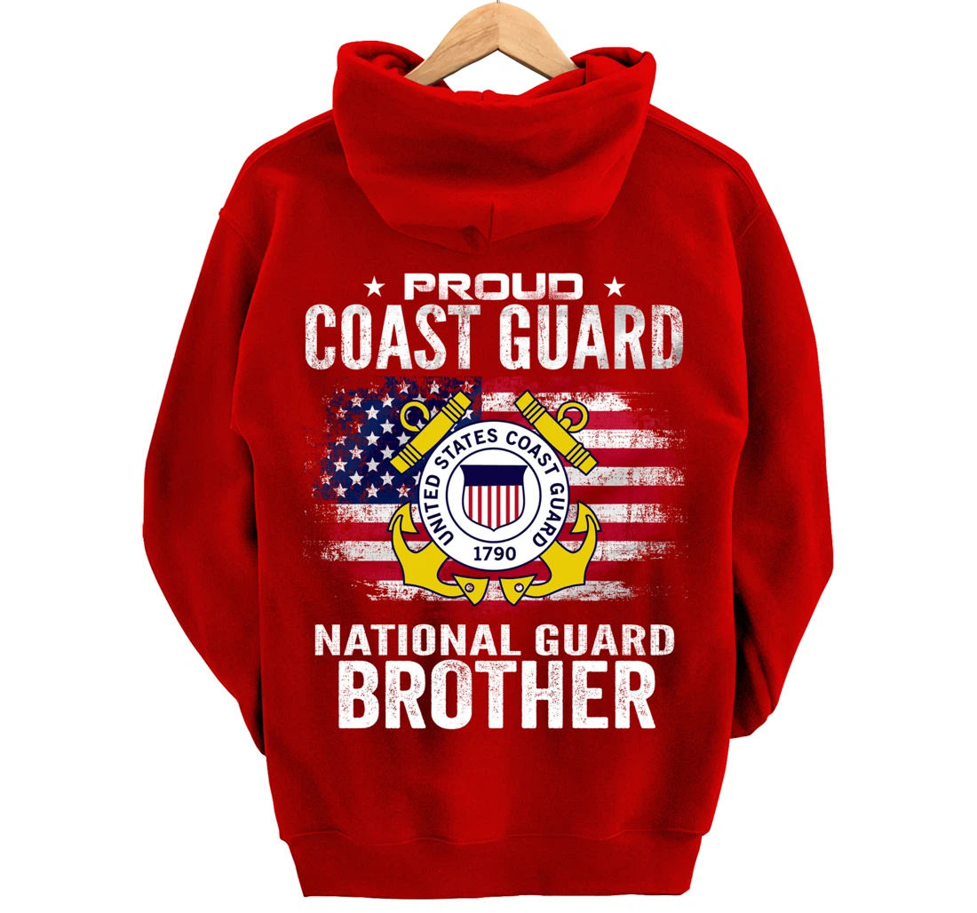 Proud Coast Guard National Guard Brother Gift Veteran Day Pullover Hoodie