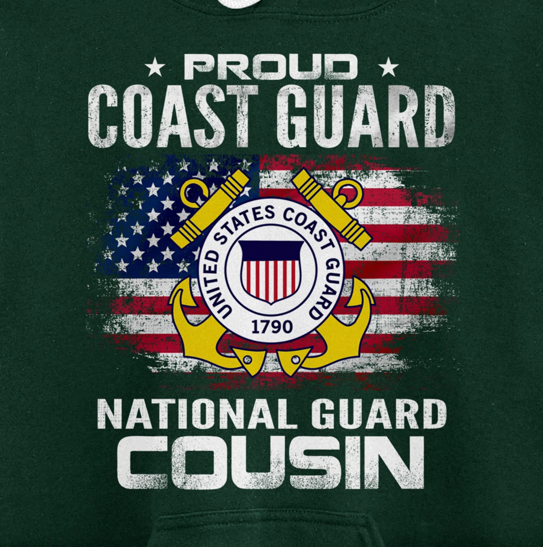 Proud Coast Guard National Guard Cousin Gift Veteran Day Pullover Hoodie