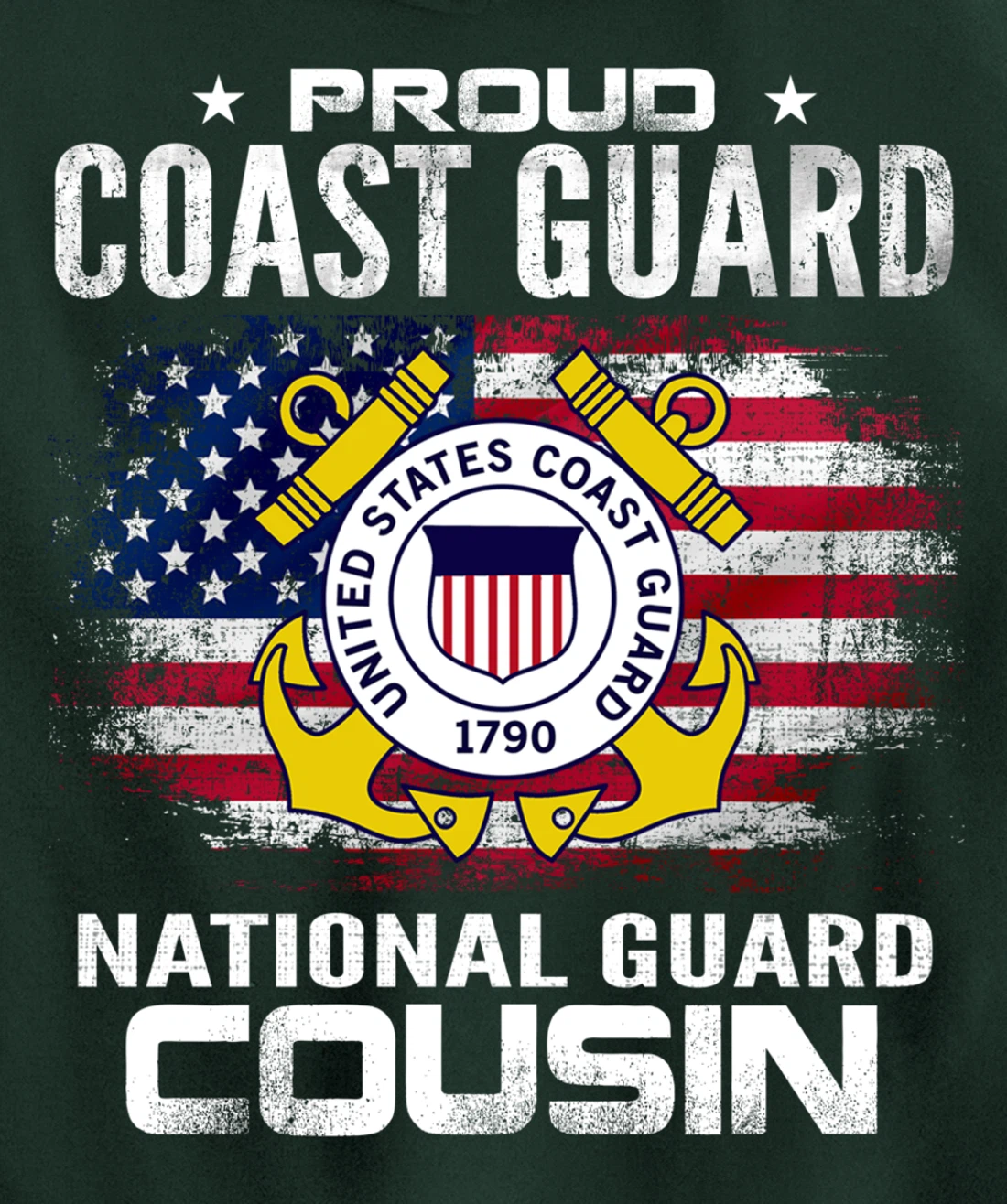 Proud Coast Guard National Guard Cousin Gift Veteran Day Pullover Hoodie