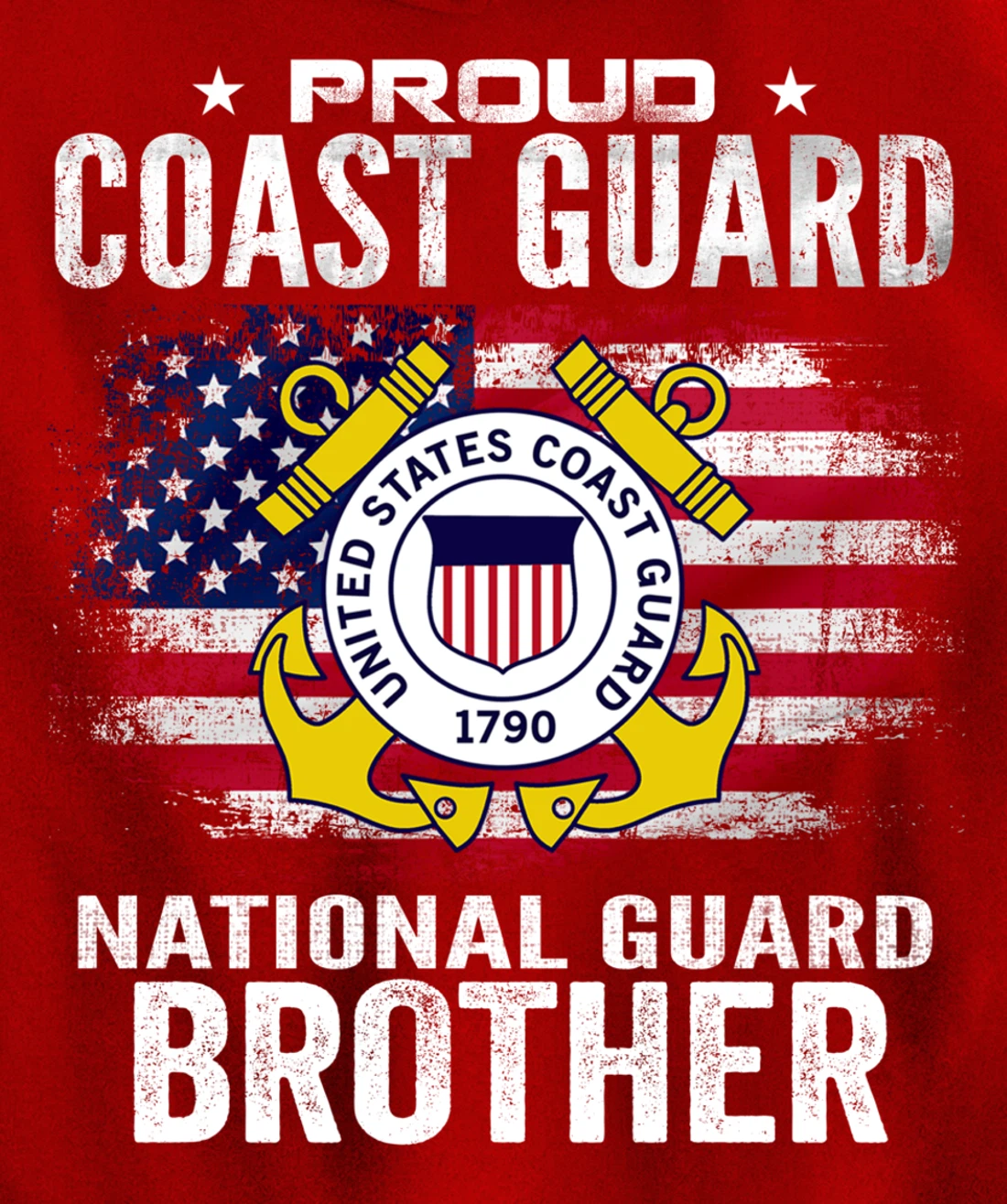Proud Coast Guard National Guard Brother Gift Veteran Day Pullover Hoodie