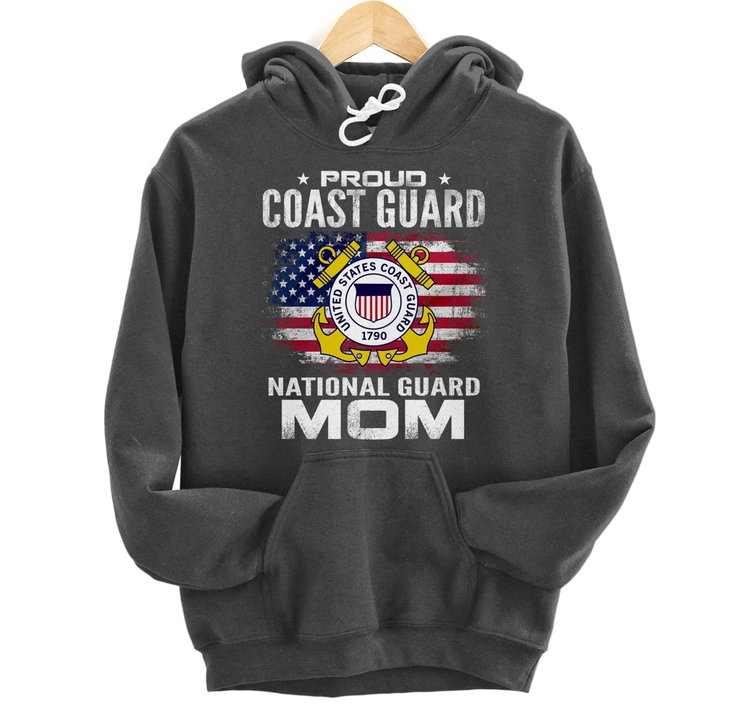 Proud Coast Guard National Guard Mom Gift Veteran Day Pullover Hoodie