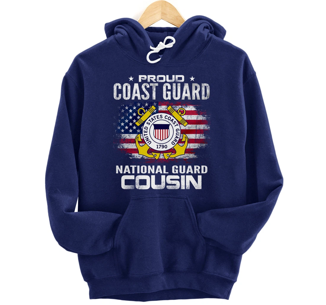 Proud Coast Guard National Guard Cousin Gift Veteran Day Pullover Hoodie