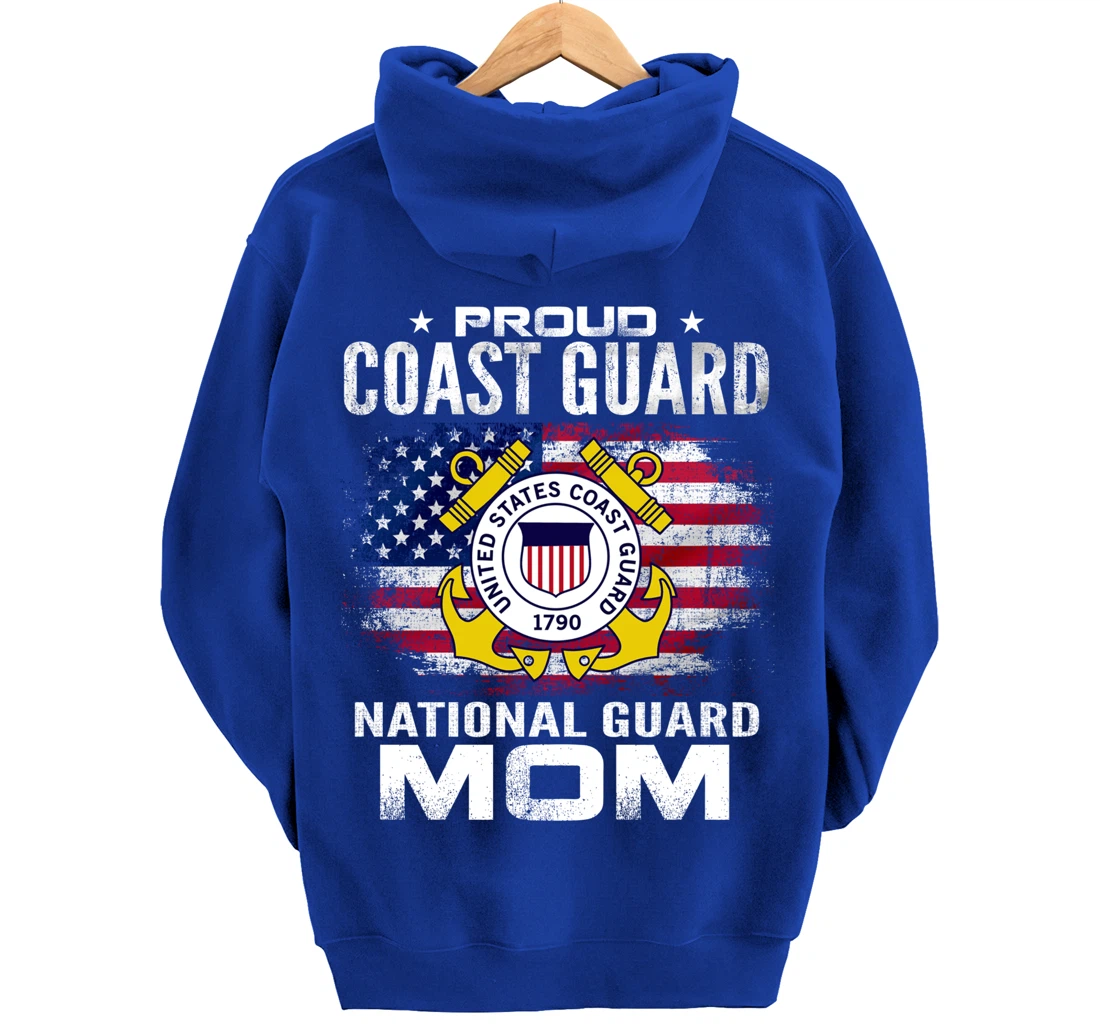 Proud Coast Guard National Guard Mom Gift Veteran Day Pullover Hoodie