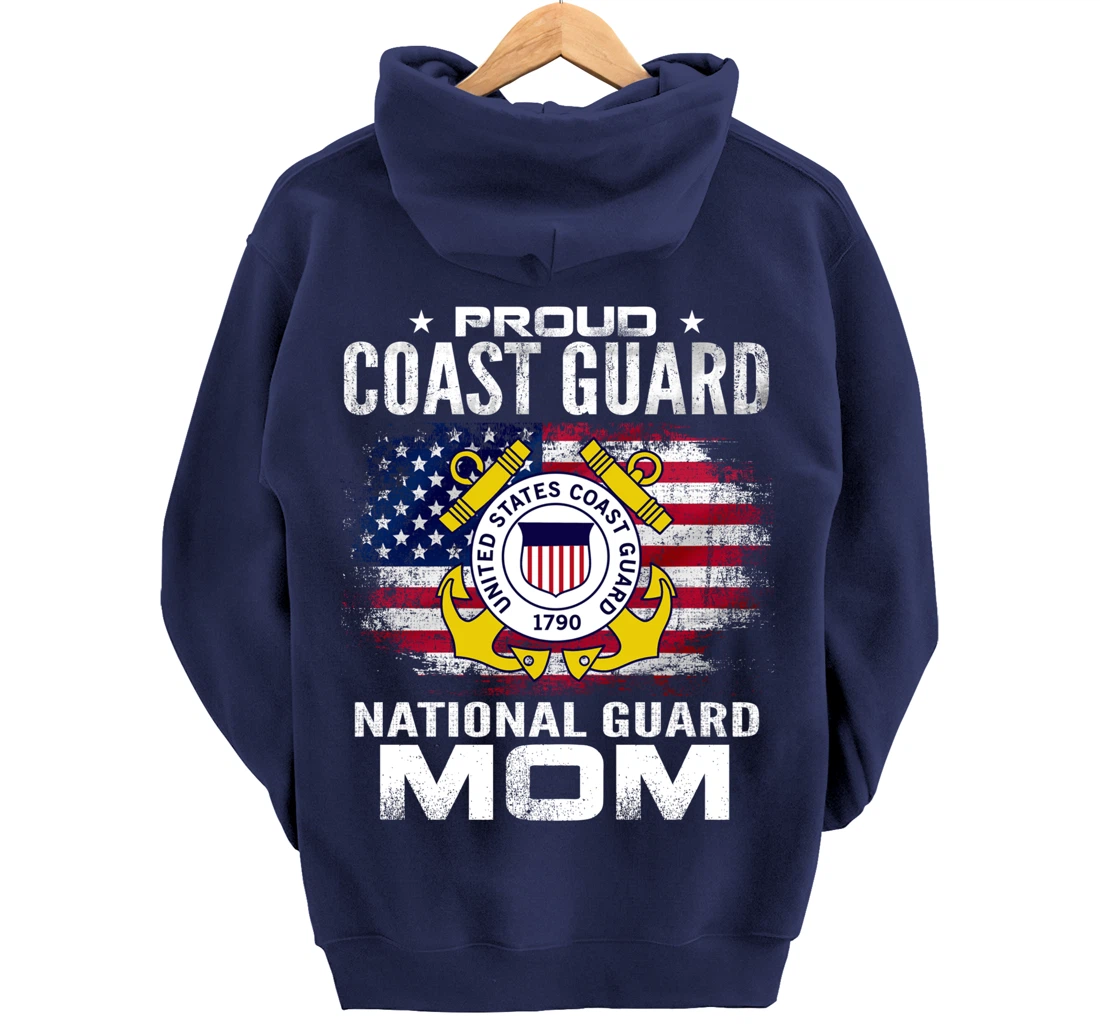 Proud Coast Guard National Guard Mom Gift Veteran Day Pullover Hoodie