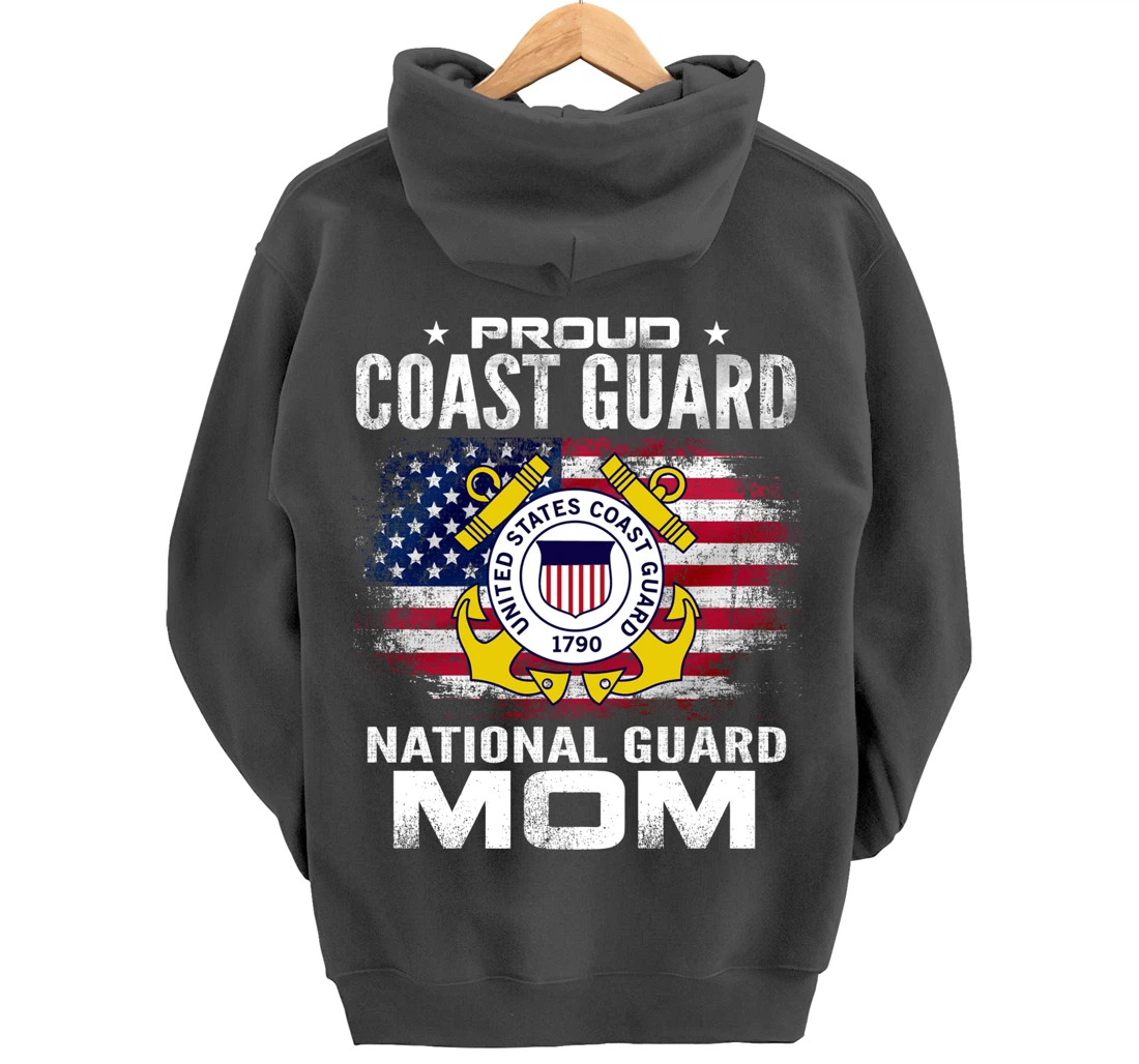Proud Coast Guard National Guard Mom Gift Veteran Day Pullover Hoodie