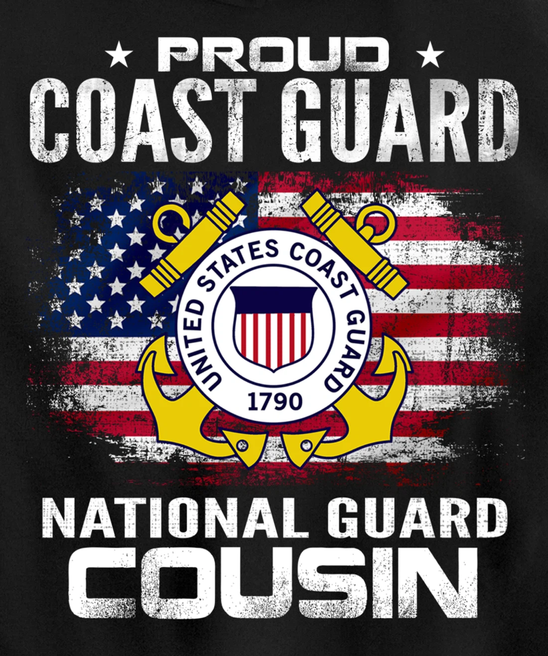 Proud Coast Guard National Guard Cousin Gift Veteran Day Pullover Hoodie