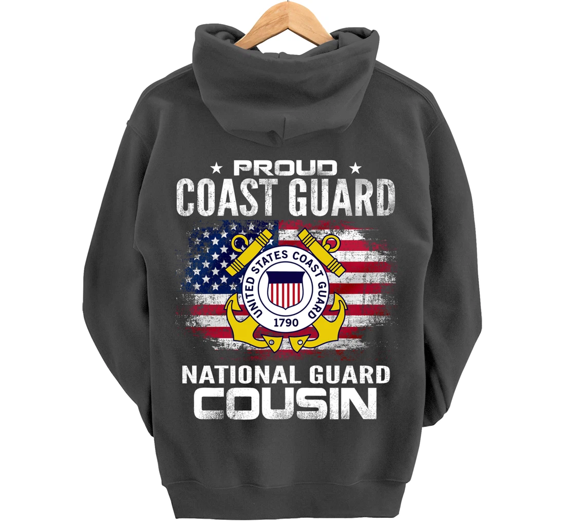 Proud Coast Guard National Guard Cousin Gift Veteran Day Pullover Hoodie
