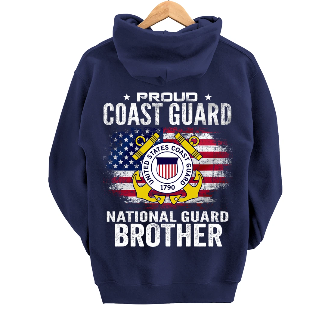 Proud Coast Guard National Guard Brother Gift Veteran Day Pullover Hoodie