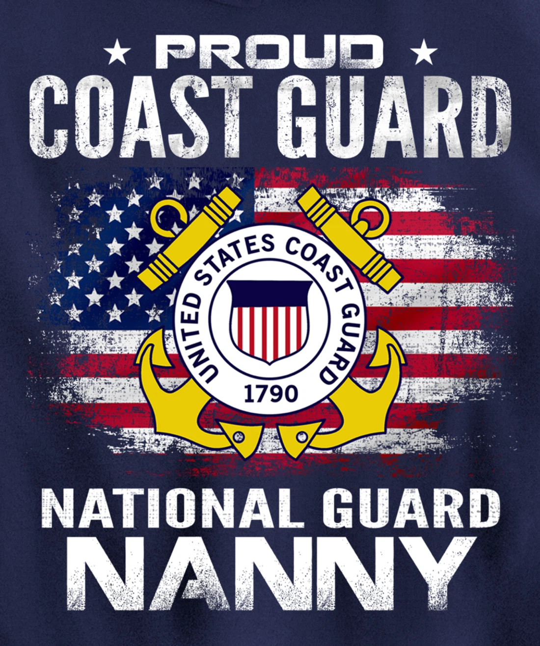 Proud Coast Guard National Guard Nanny Gift Veteran Day Pullover Hoodie