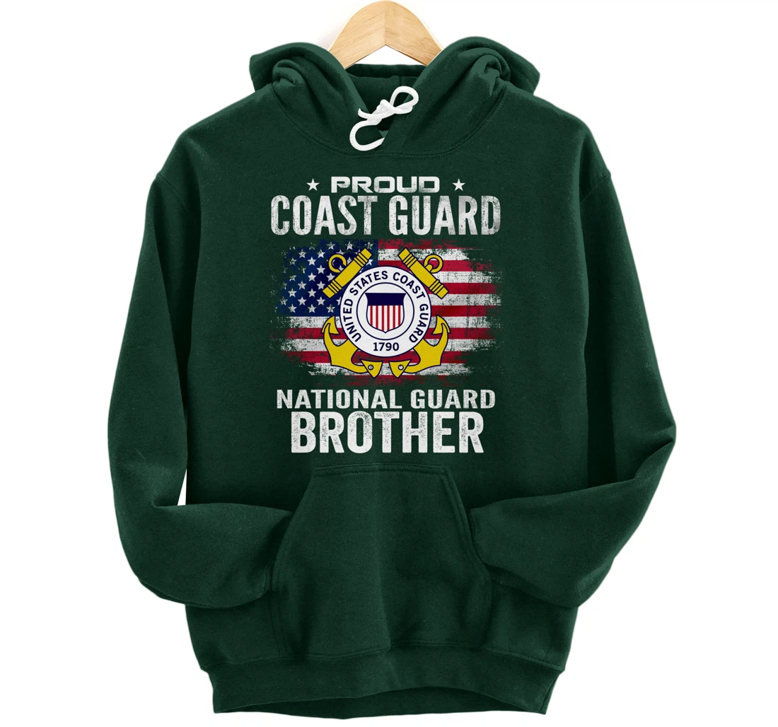 Proud Coast Guard National Guard Brother Gift Veteran Day Pullover Hoodie