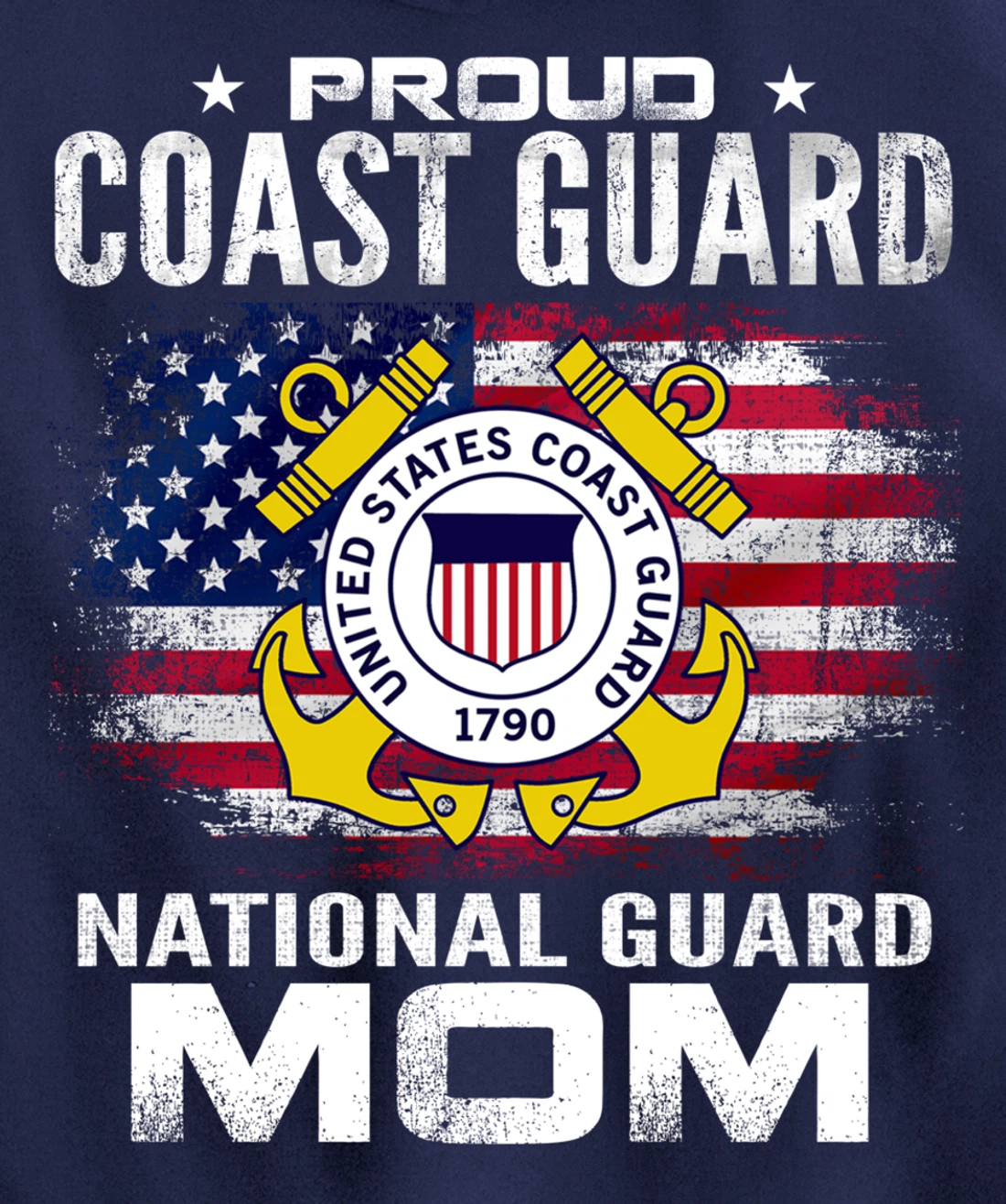 Proud Coast Guard National Guard Mom Gift Veteran Day Pullover Hoodie