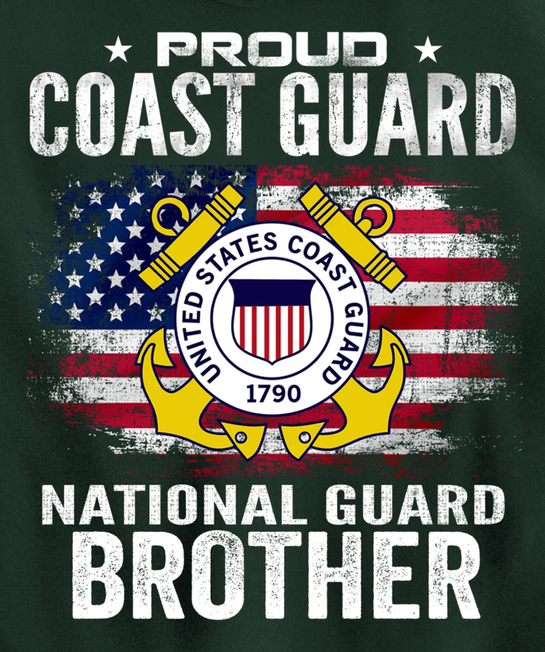 Proud Coast Guard National Guard Brother Gift Veteran Day Pullover Hoodie