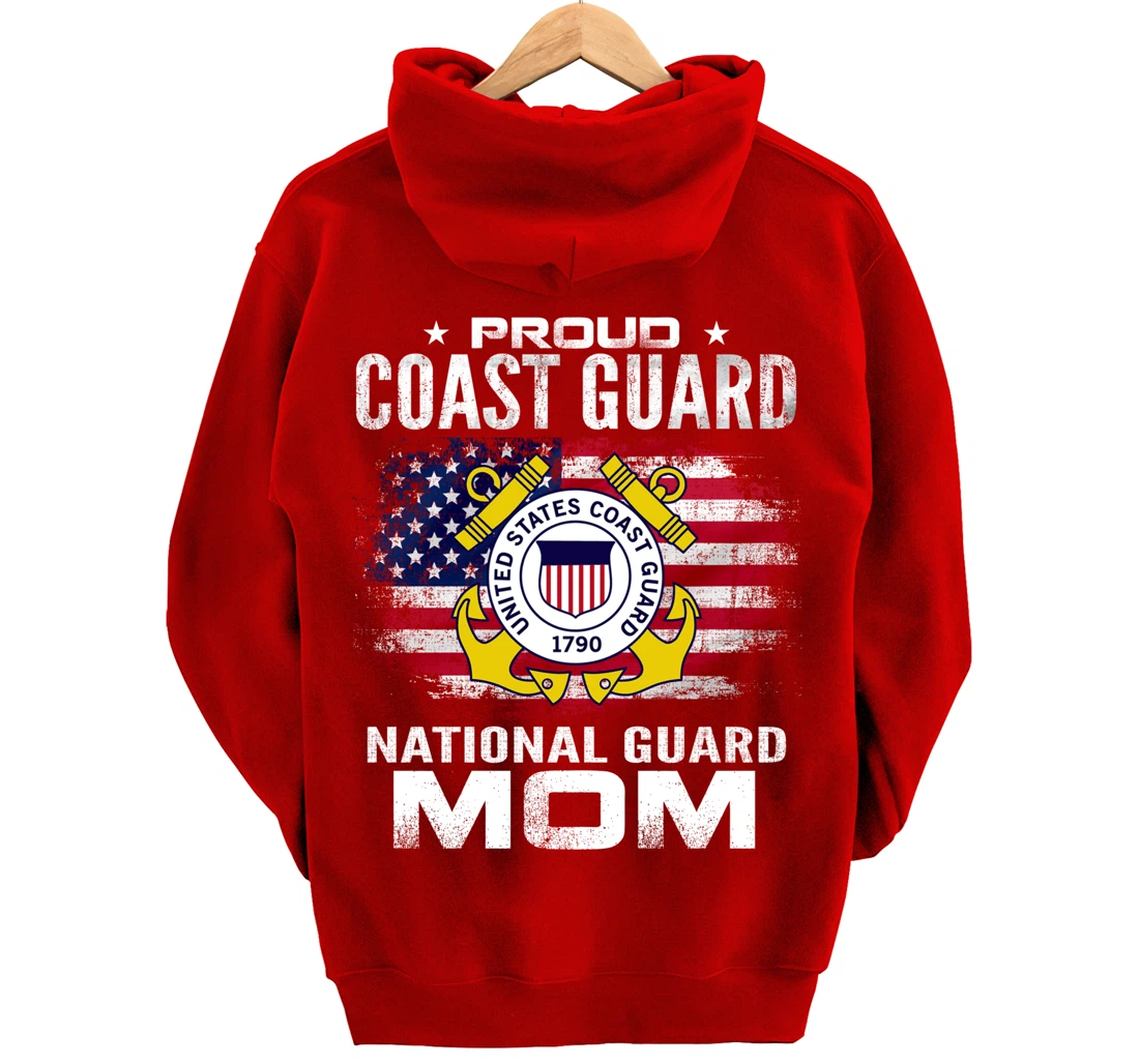 Proud Coast Guard National Guard Mom Gift Veteran Day Pullover Hoodie