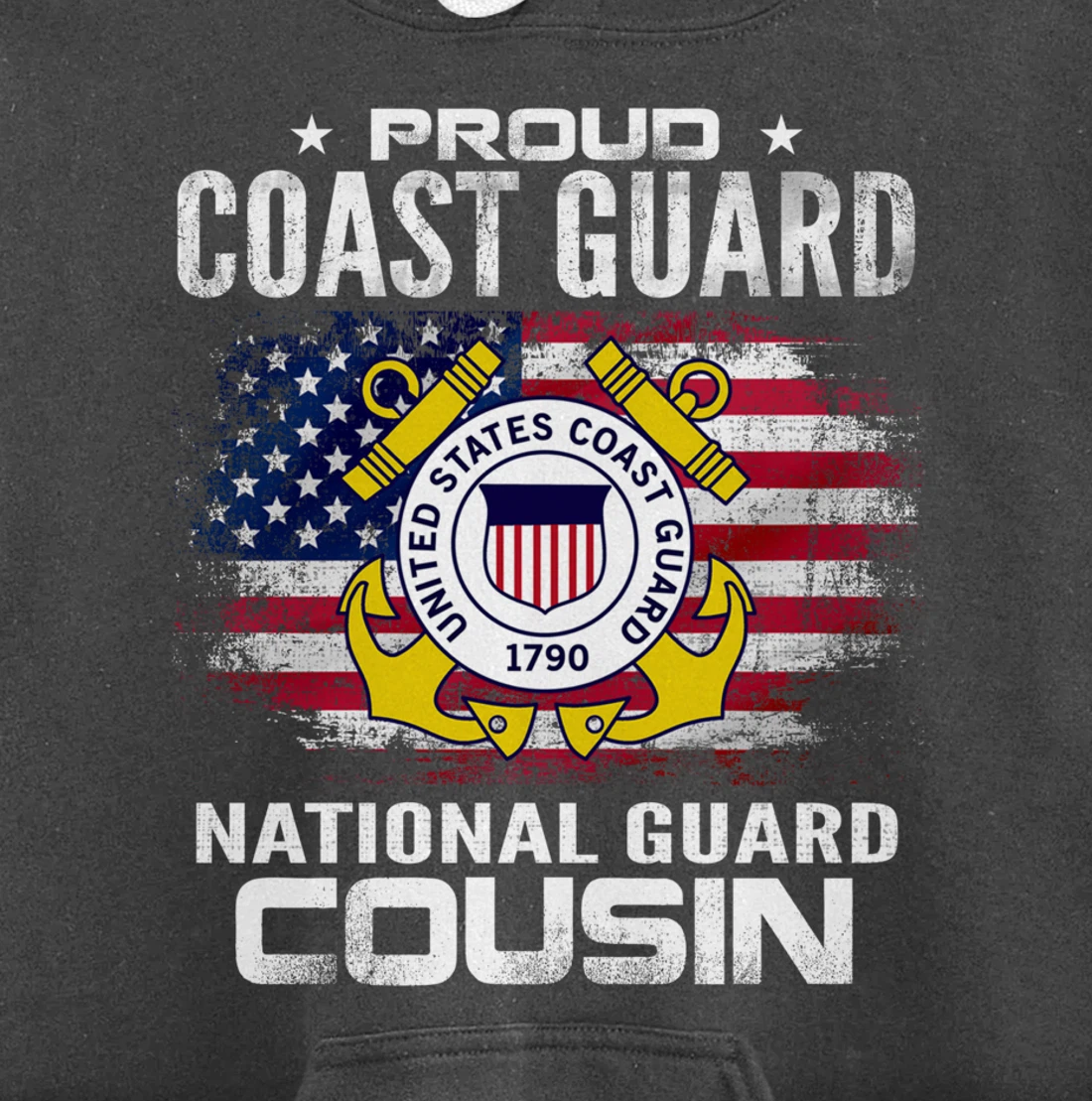 Proud Coast Guard National Guard Cousin Gift Veteran Day Pullover Hoodie