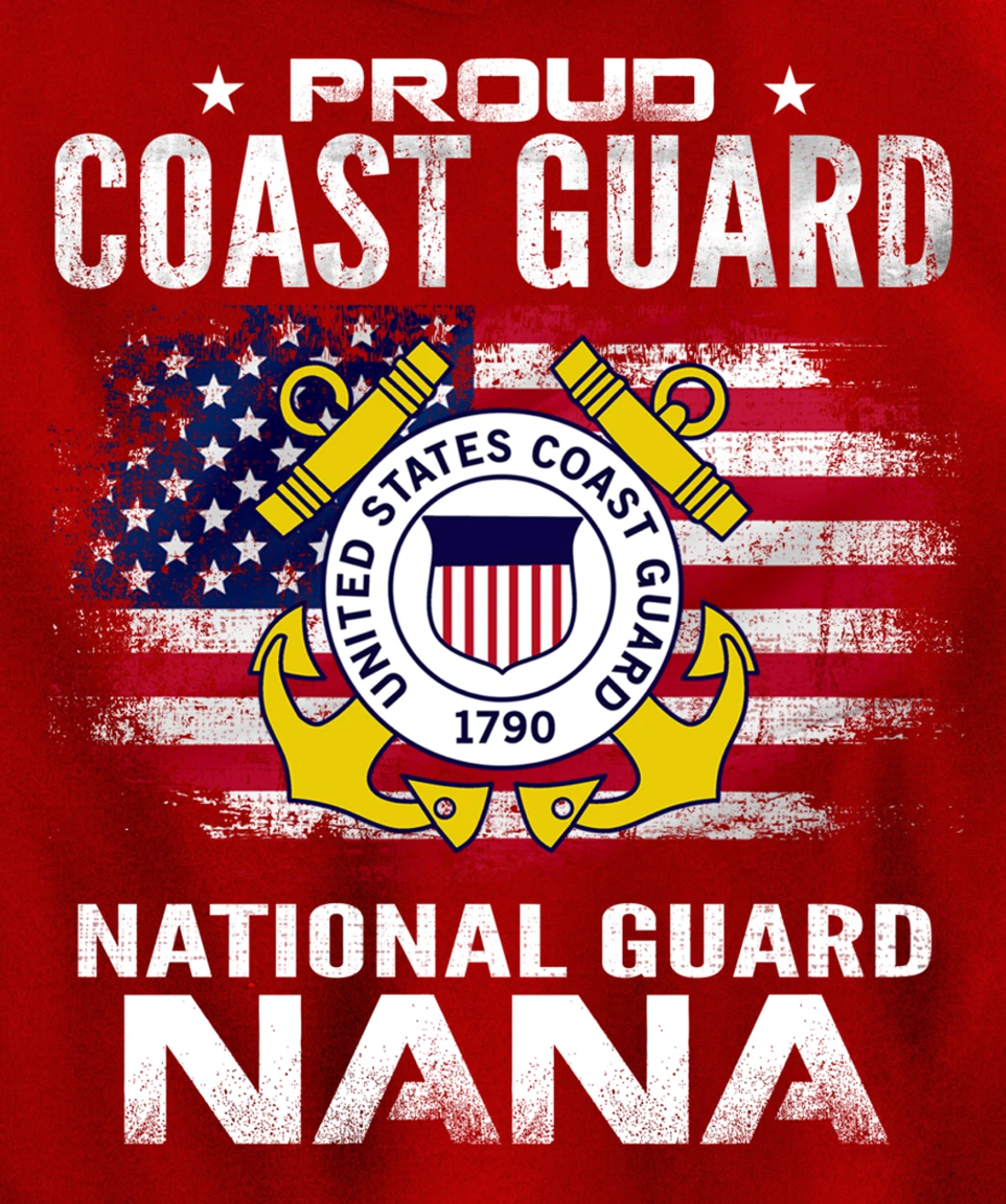 Proud Coast Guard National Guard Nana Gift Veteran Day Pullover Hoodie