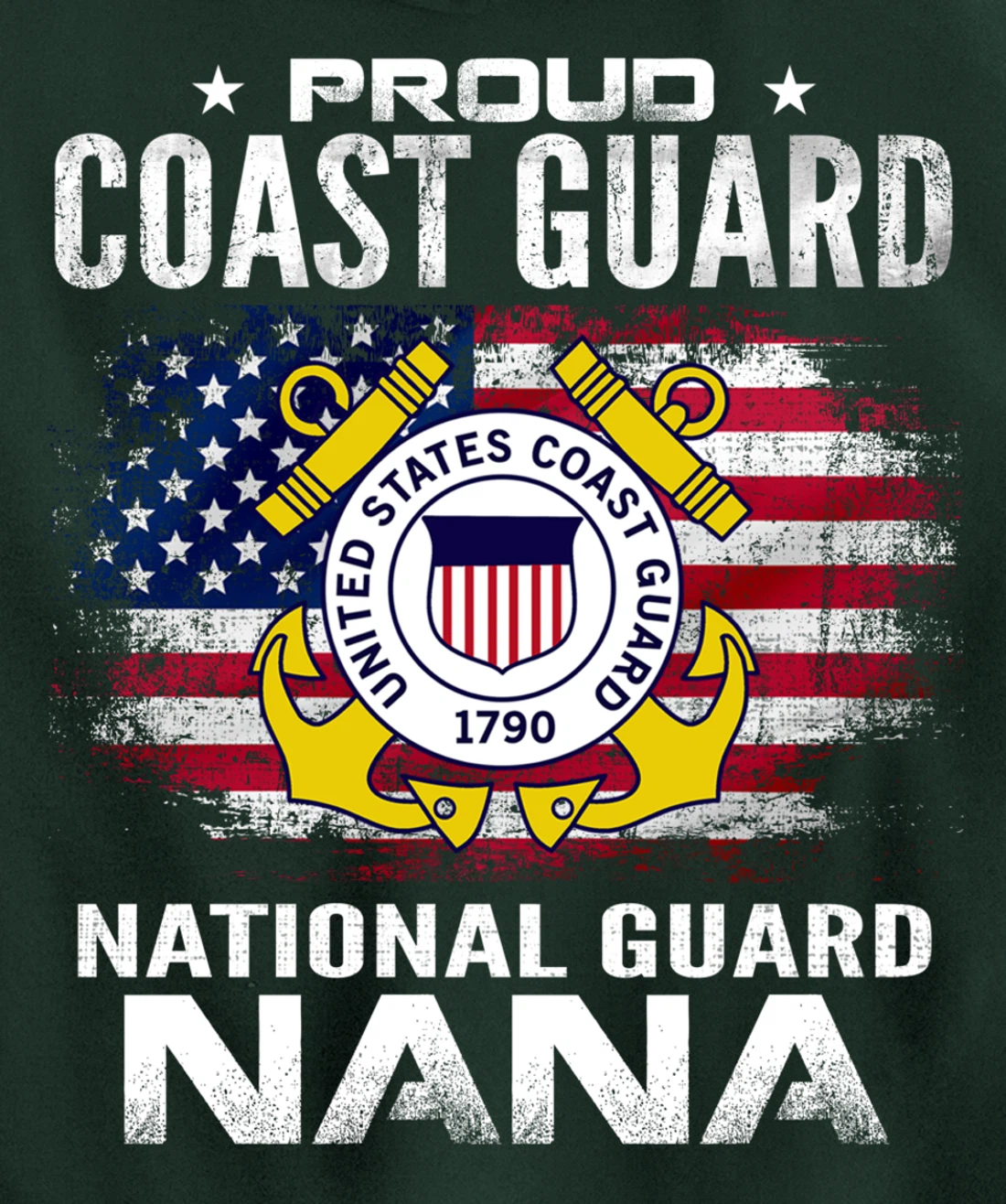Proud Coast Guard National Guard Nana Gift Veteran Day Pullover Hoodie