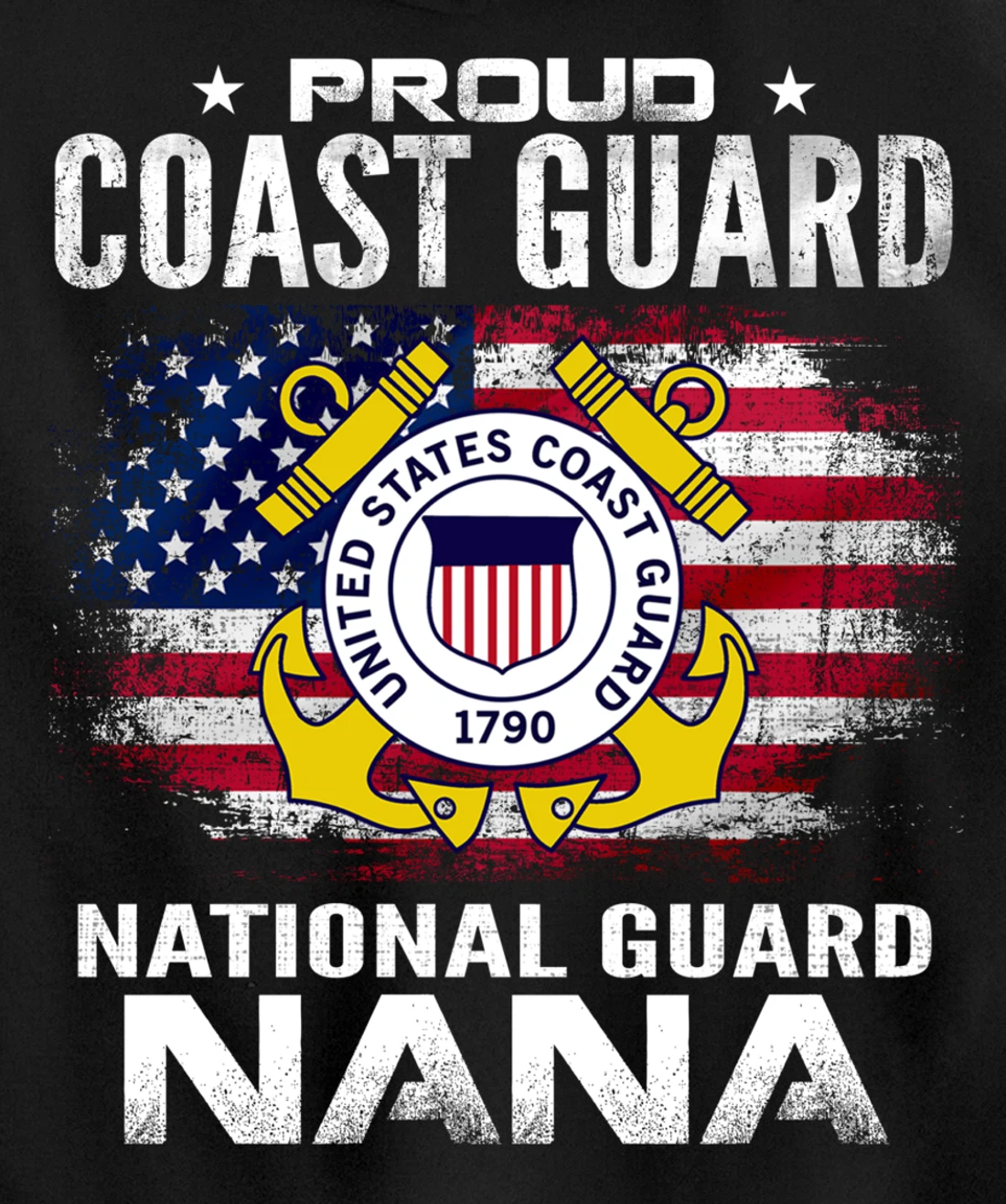 Proud Coast Guard National Guard Nana Gift Veteran Day Pullover Hoodie