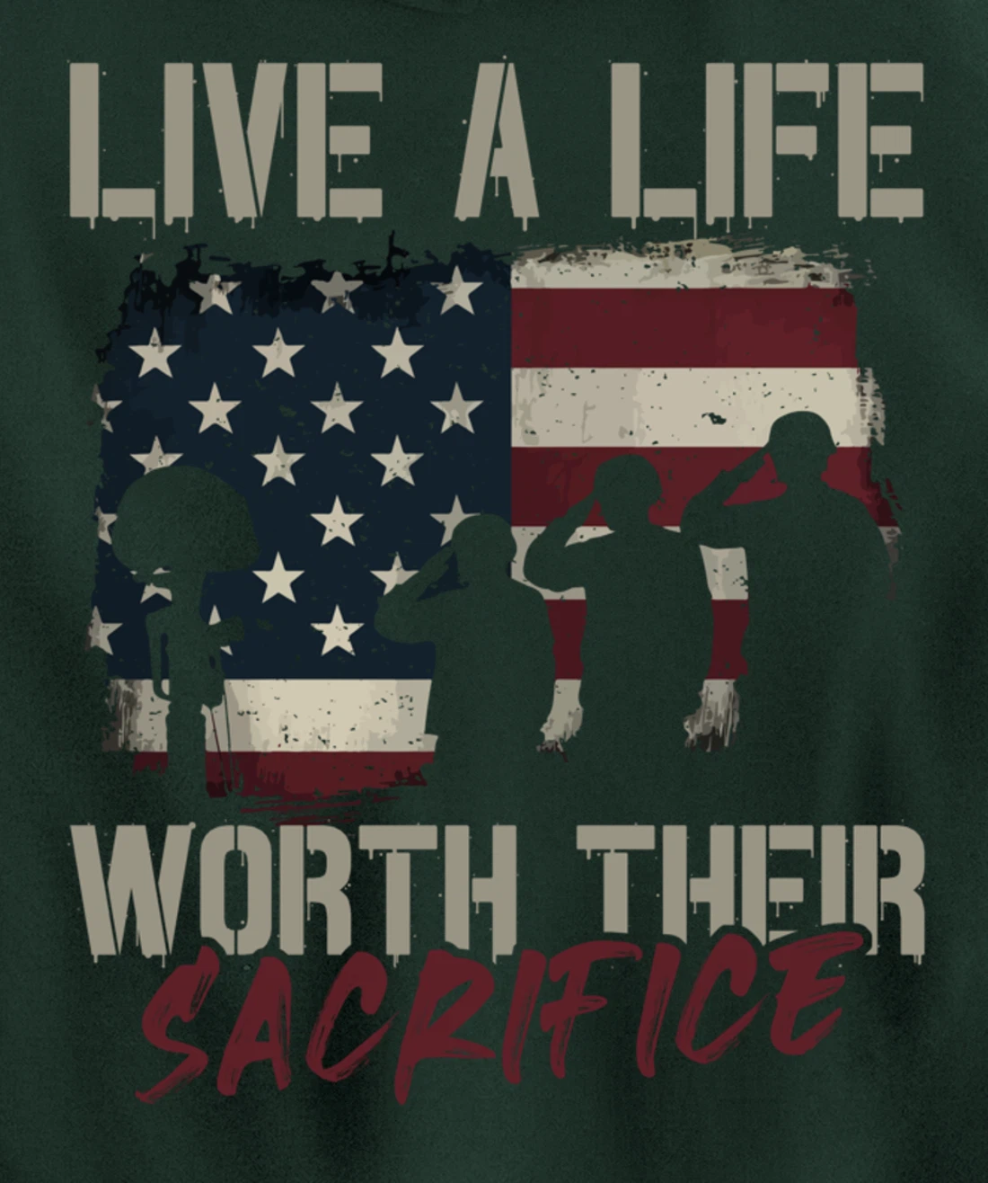 Live A Life Worth Their Sacrifice - Veterans Day Pullover Hoodie