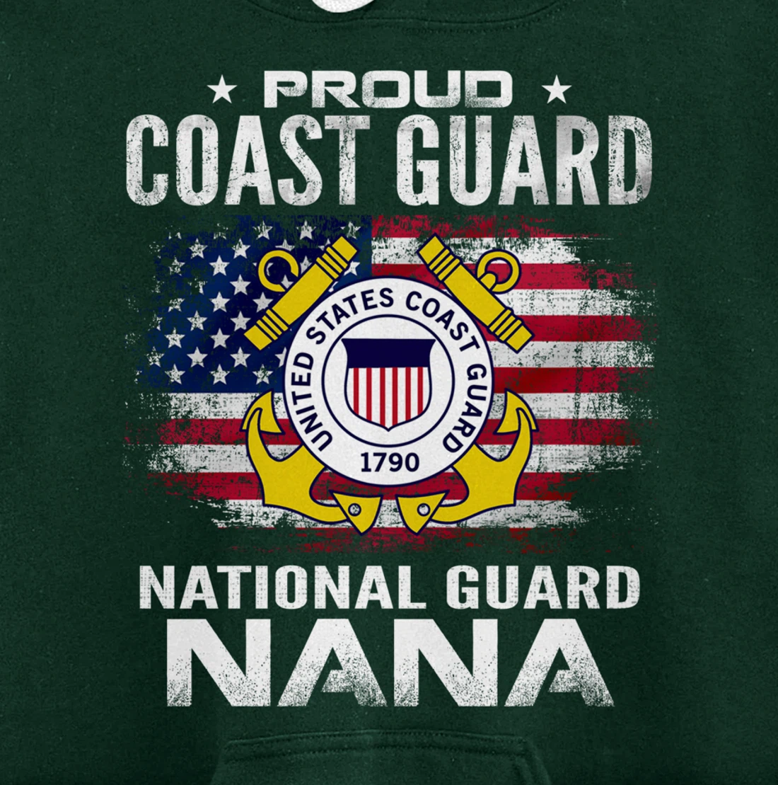 Proud Coast Guard National Guard Nana Gift Veteran Day Pullover Hoodie