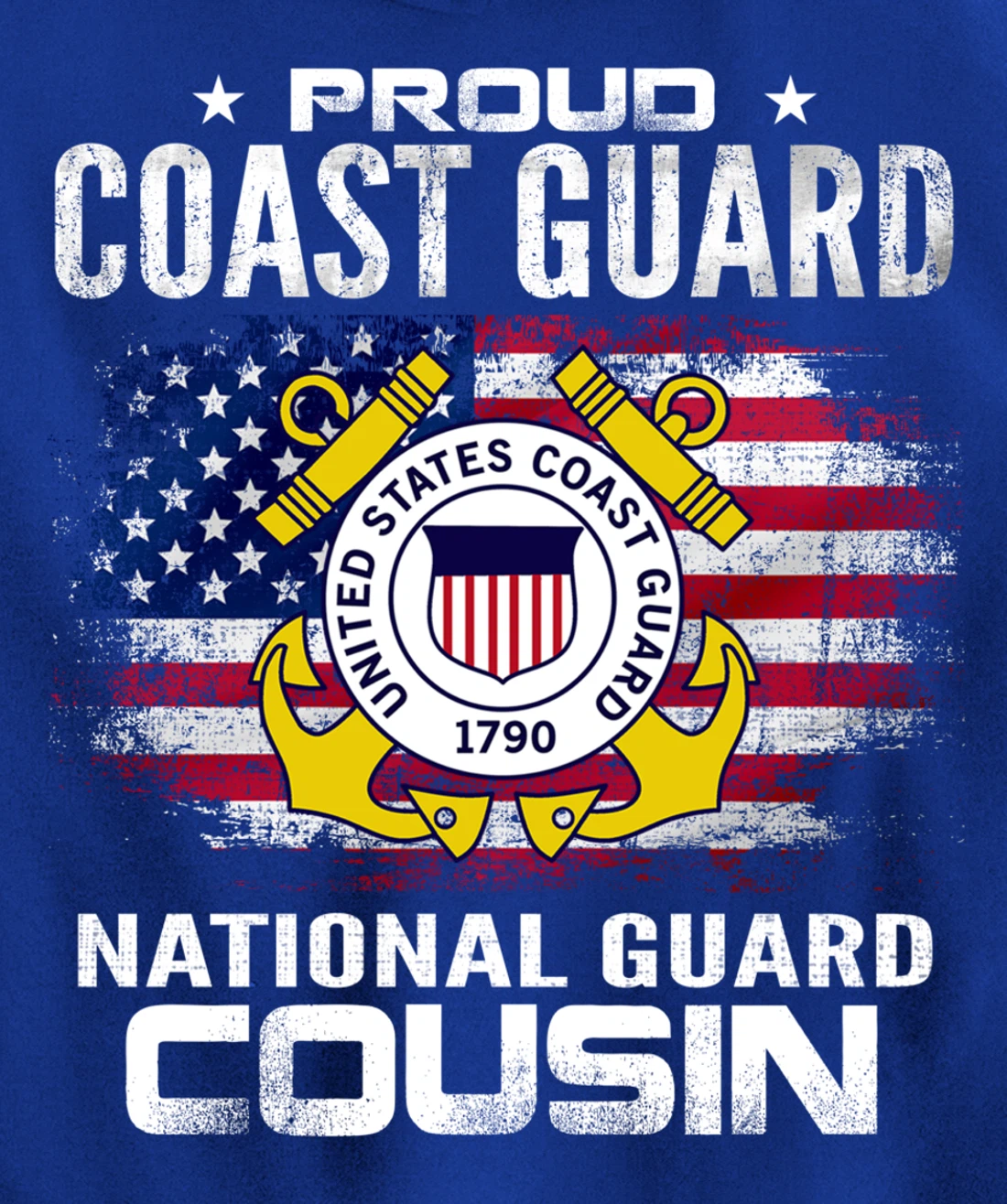 Proud Coast Guard National Guard Cousin Gift Veteran Day Pullover Hoodie
