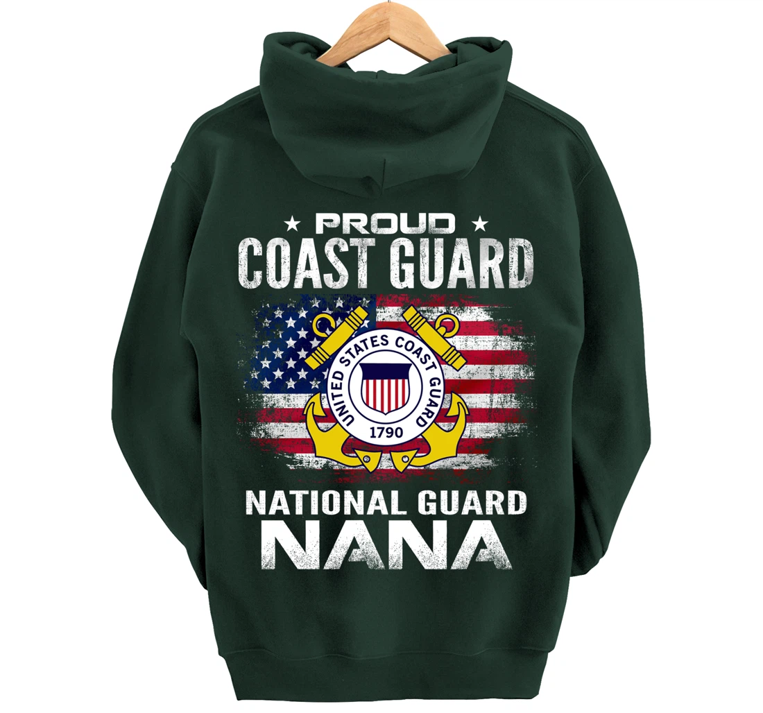Proud Coast Guard National Guard Nana Gift Veteran Day Pullover Hoodie
