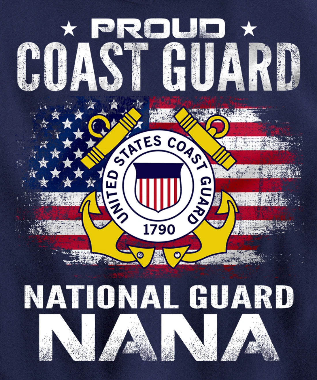 Proud Coast Guard National Guard Nana Gift Veteran Day Pullover Hoodie