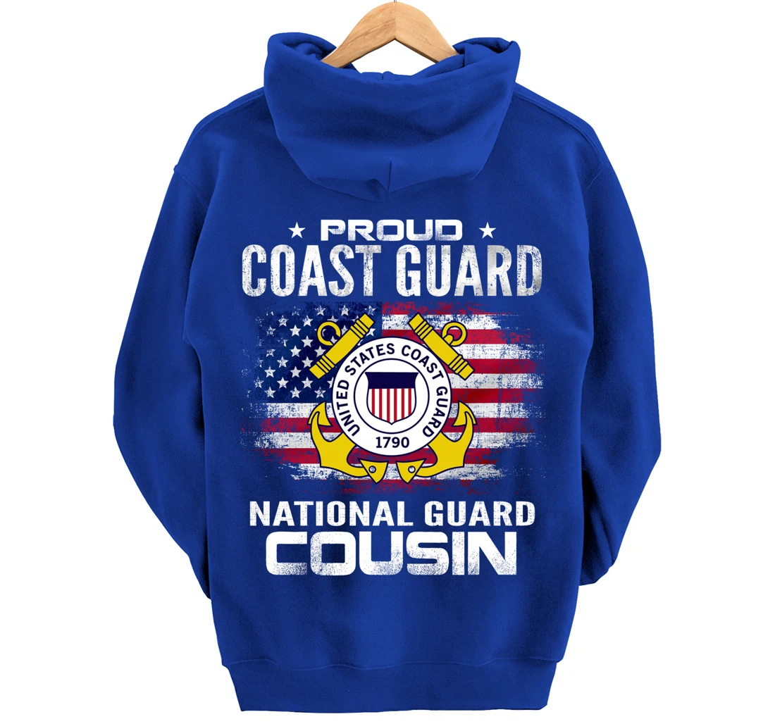 Proud Coast Guard National Guard Cousin Gift Veteran Day Pullover Hoodie