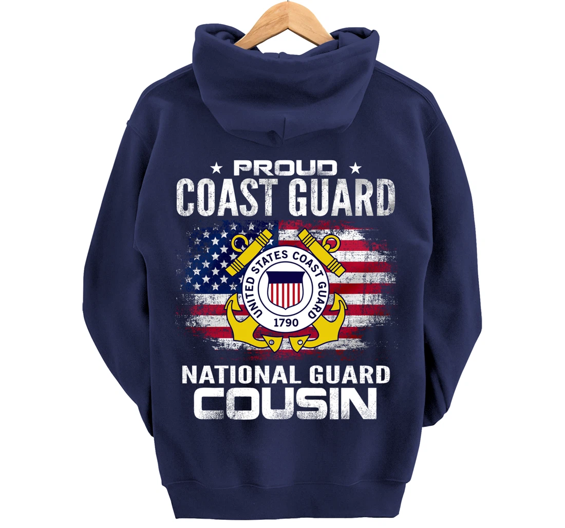 Proud Coast Guard National Guard Cousin Gift Veteran Day Pullover Hoodie