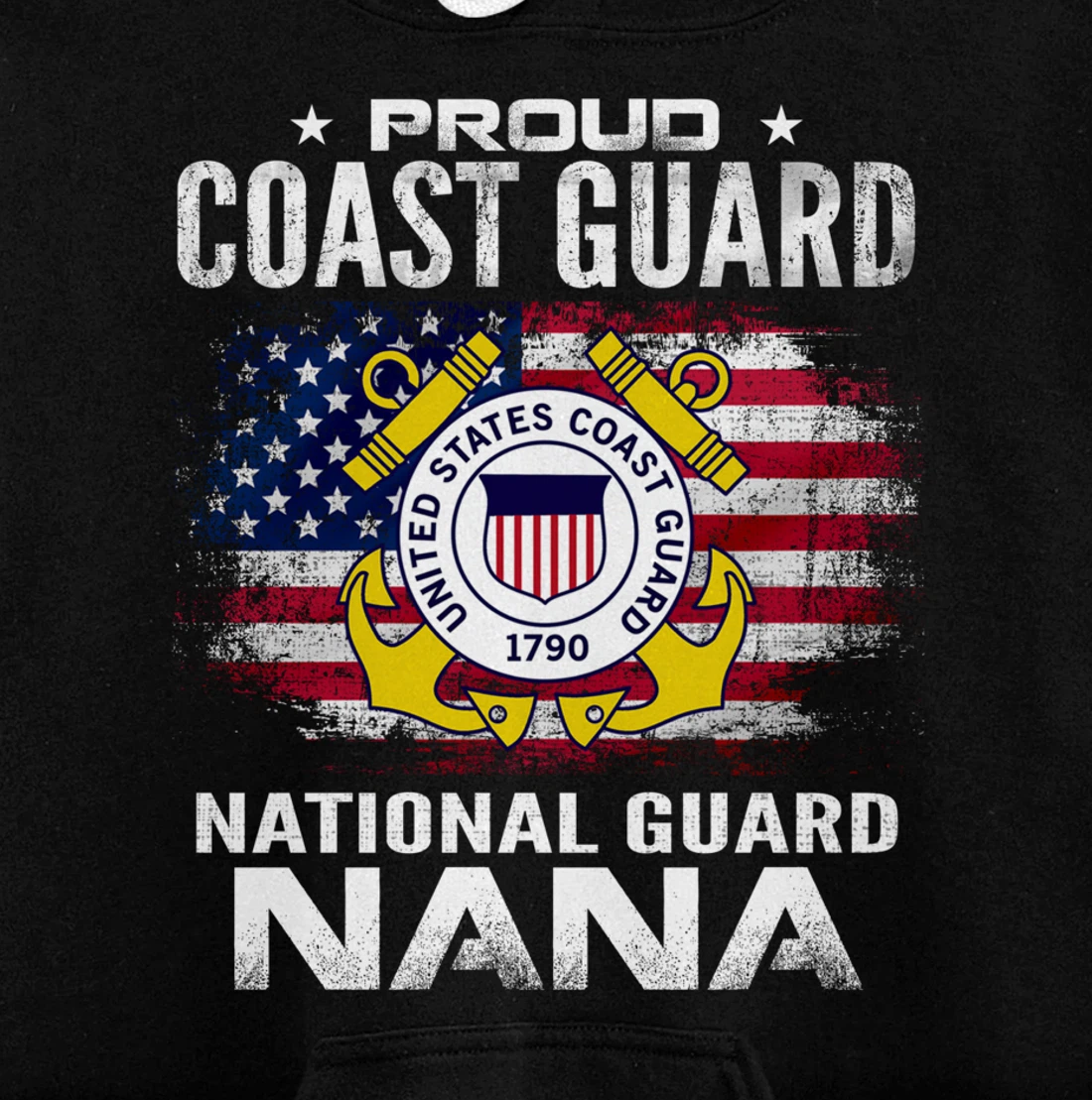 Proud Coast Guard National Guard Nana Gift Veteran Day Pullover Hoodie
