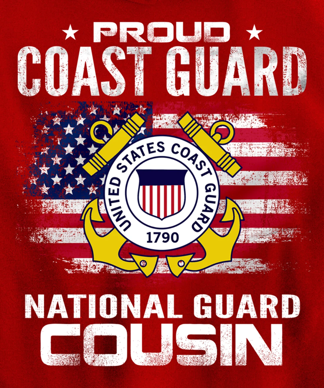 Proud Coast Guard National Guard Cousin Gift Veteran Day Pullover Hoodie