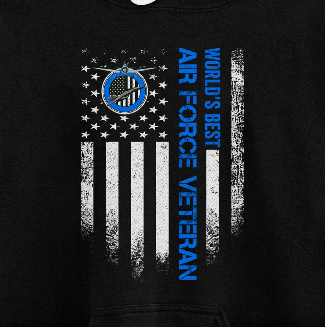Vintage USA American Flag World's Best US Air Force Veteran Pullover Hoodie