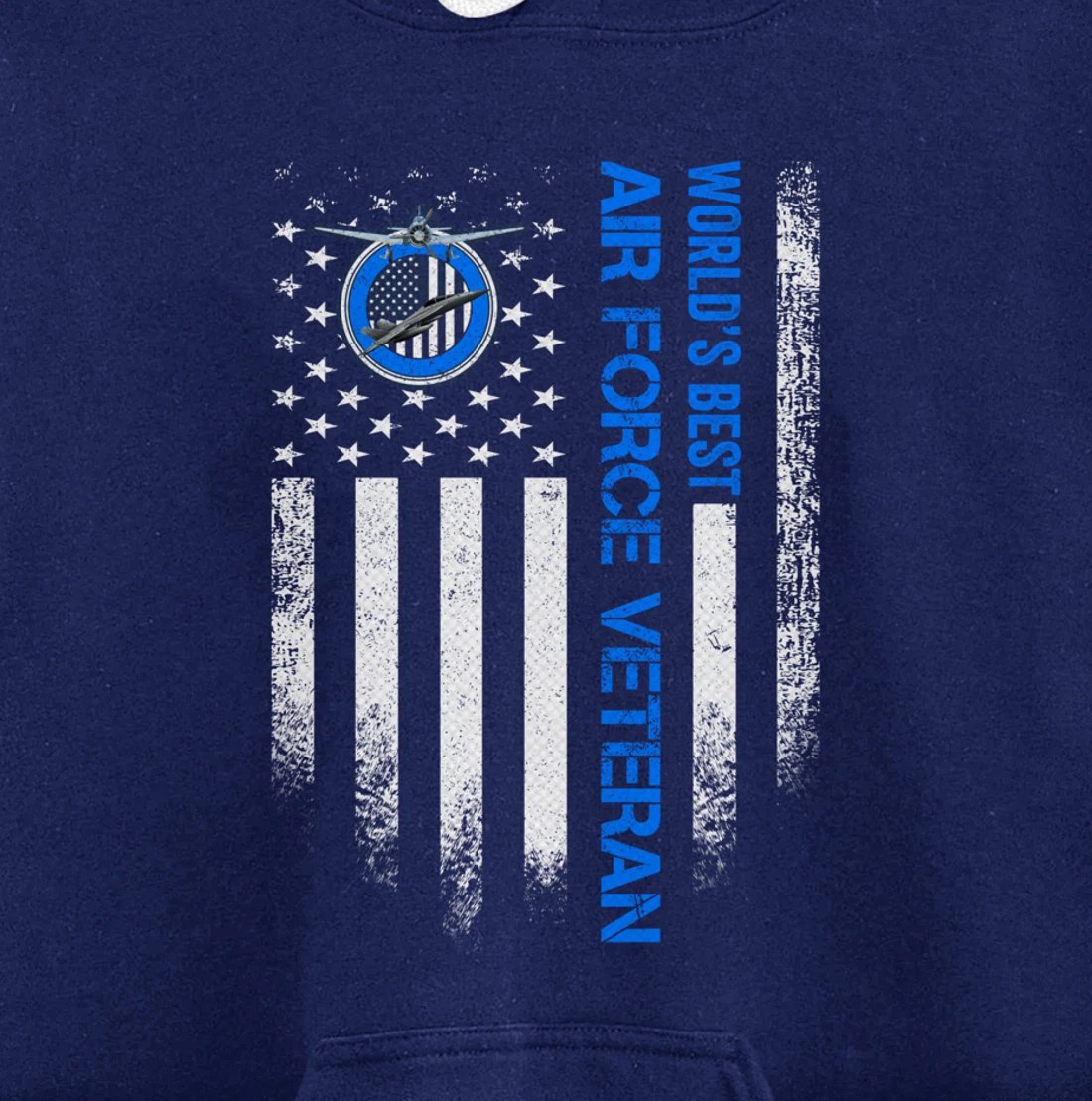 Vintage USA American Flag World's Best US Air Force Veteran Pullover Hoodie