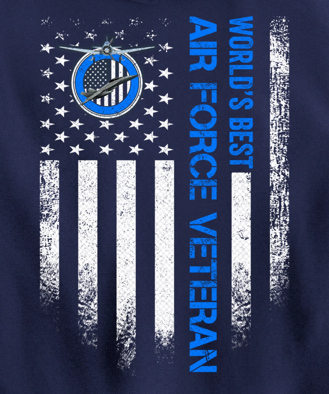 Vintage USA American Flag World's Best US Air Force Veteran Pullover Hoodie