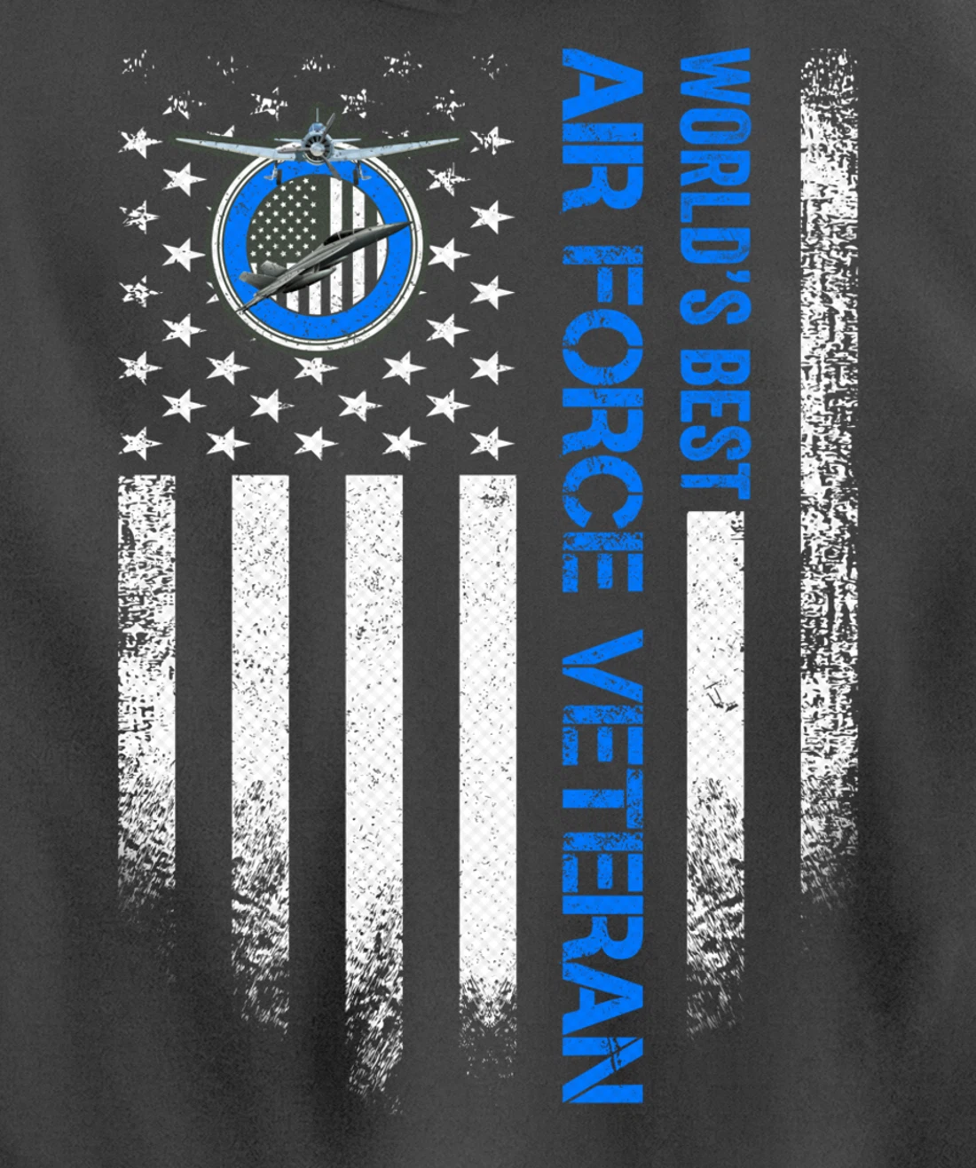 Vintage USA American Flag World's Best US Air Force Veteran Pullover Hoodie