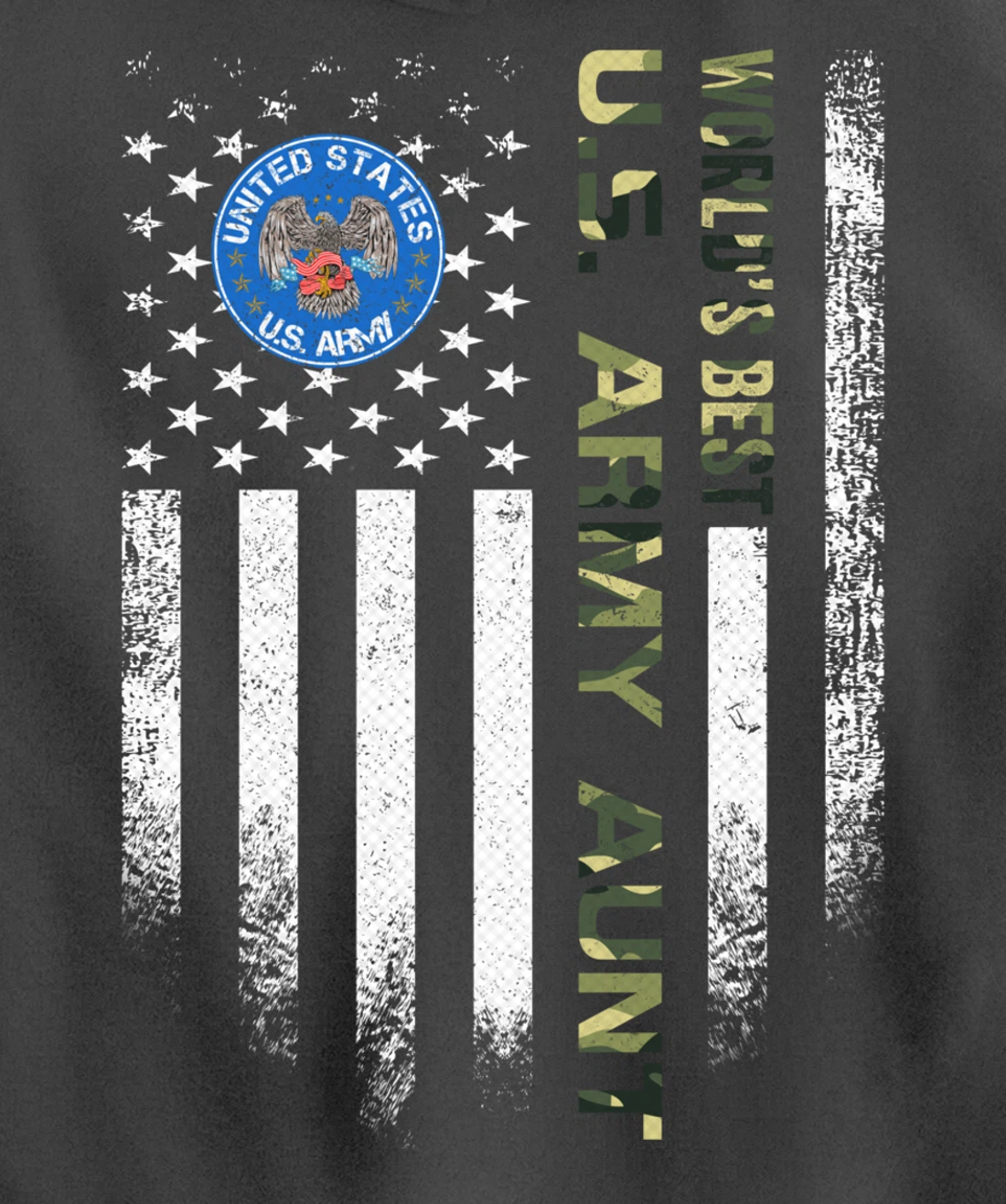 Vintage USA American Flag World's Best US Army Veteran Aunt Pullover Hoodie