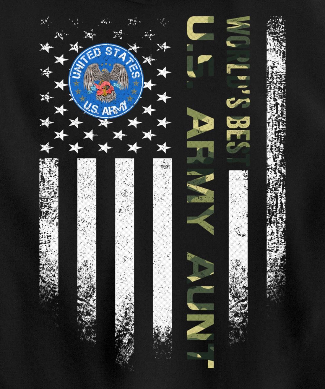 Vintage USA American Flag World's Best US Army Veteran Aunt Pullover Hoodie