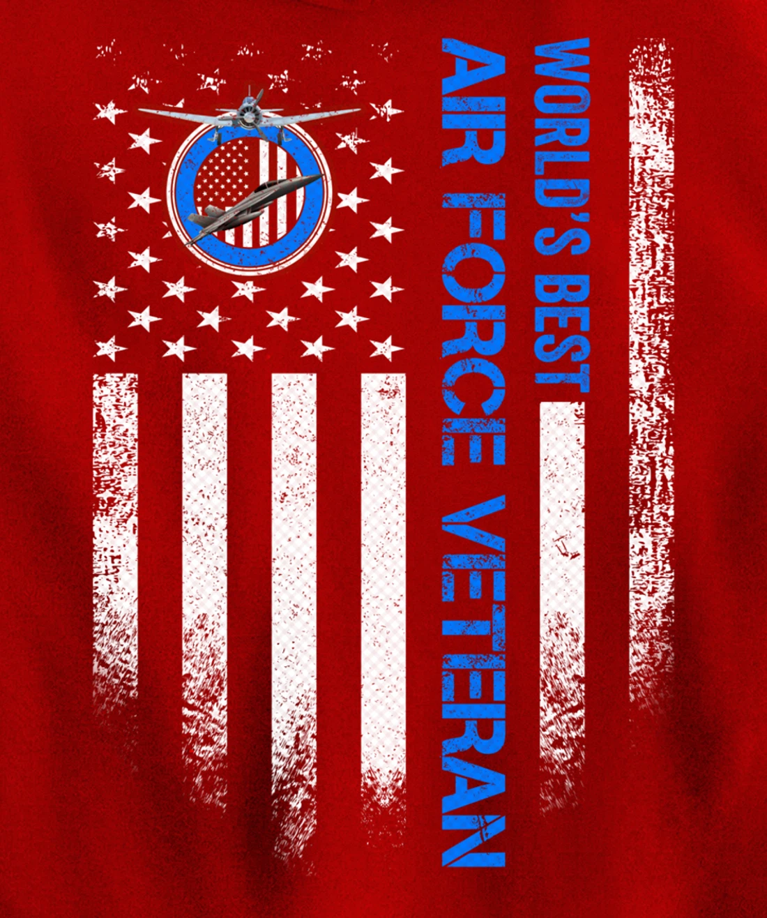 Vintage USA American Flag World's Best US Air Force Veteran Pullover Hoodie