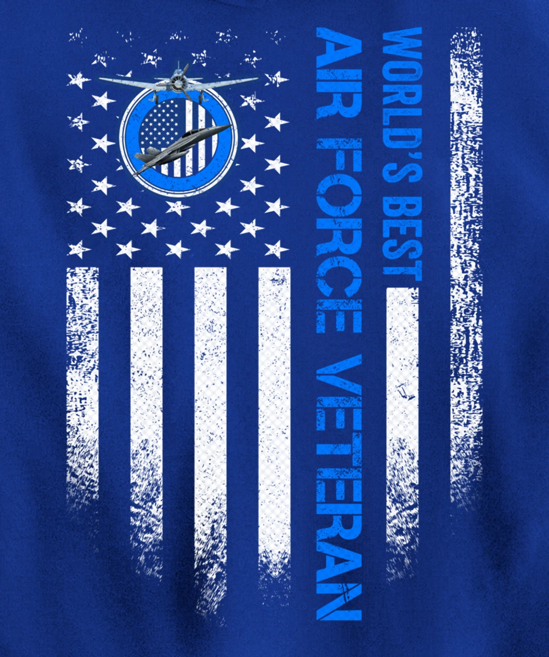 Vintage USA American Flag World's Best US Air Force Veteran Pullover Hoodie