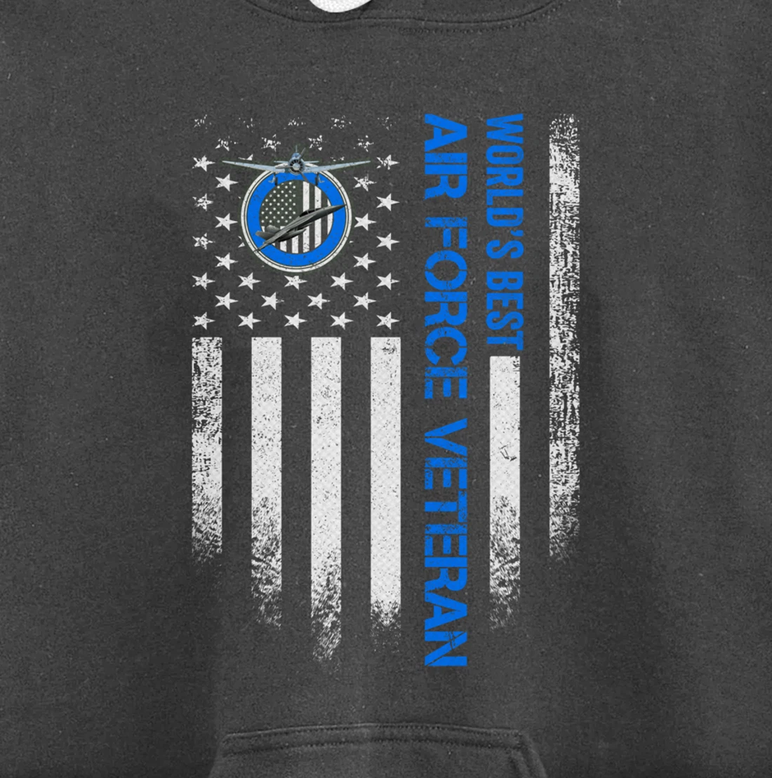 Vintage USA American Flag World's Best US Air Force Veteran Pullover Hoodie