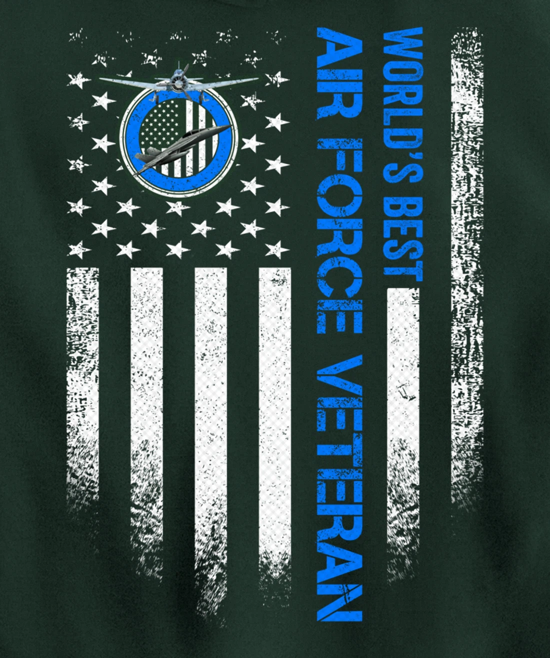 Vintage USA American Flag World's Best US Air Force Veteran Pullover Hoodie