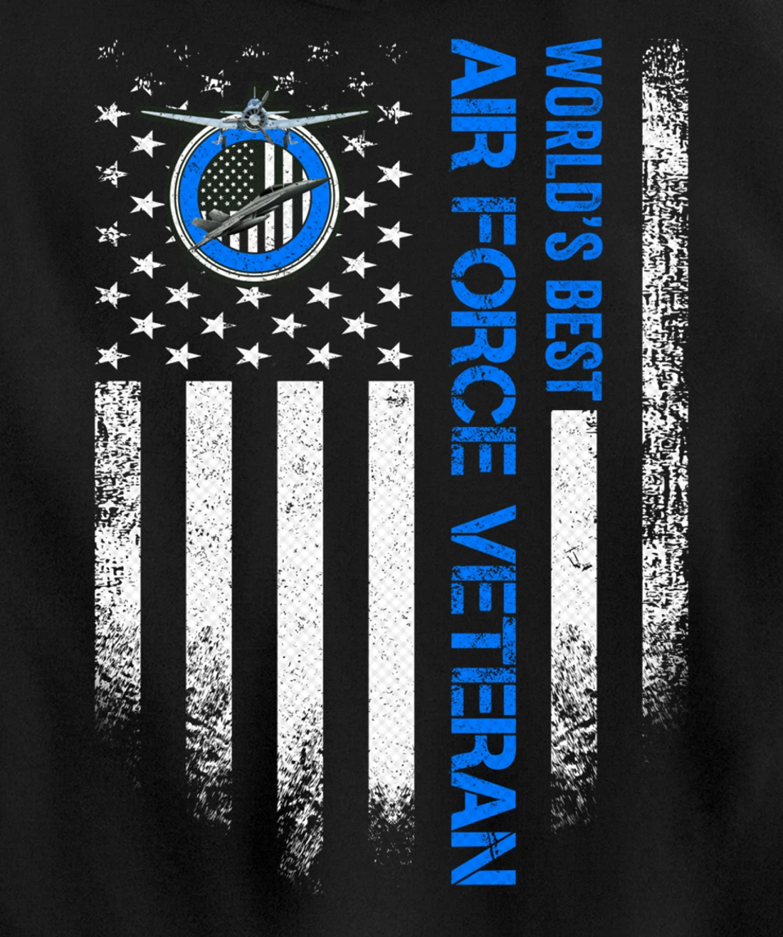 Vintage USA American Flag World's Best US Air Force Veteran Pullover Hoodie