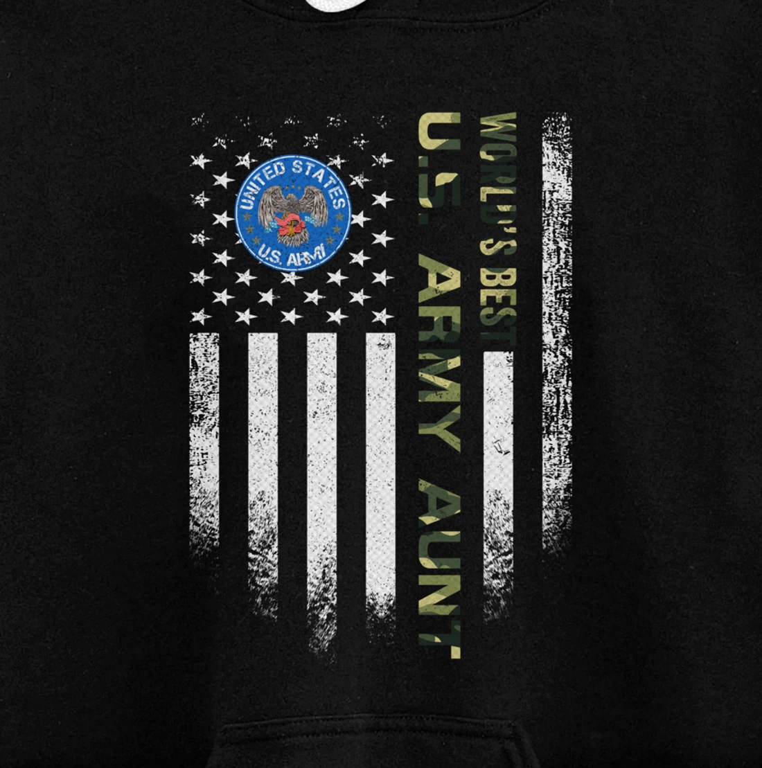 Vintage USA American Flag World's Best US Army Veteran Aunt Pullover Hoodie